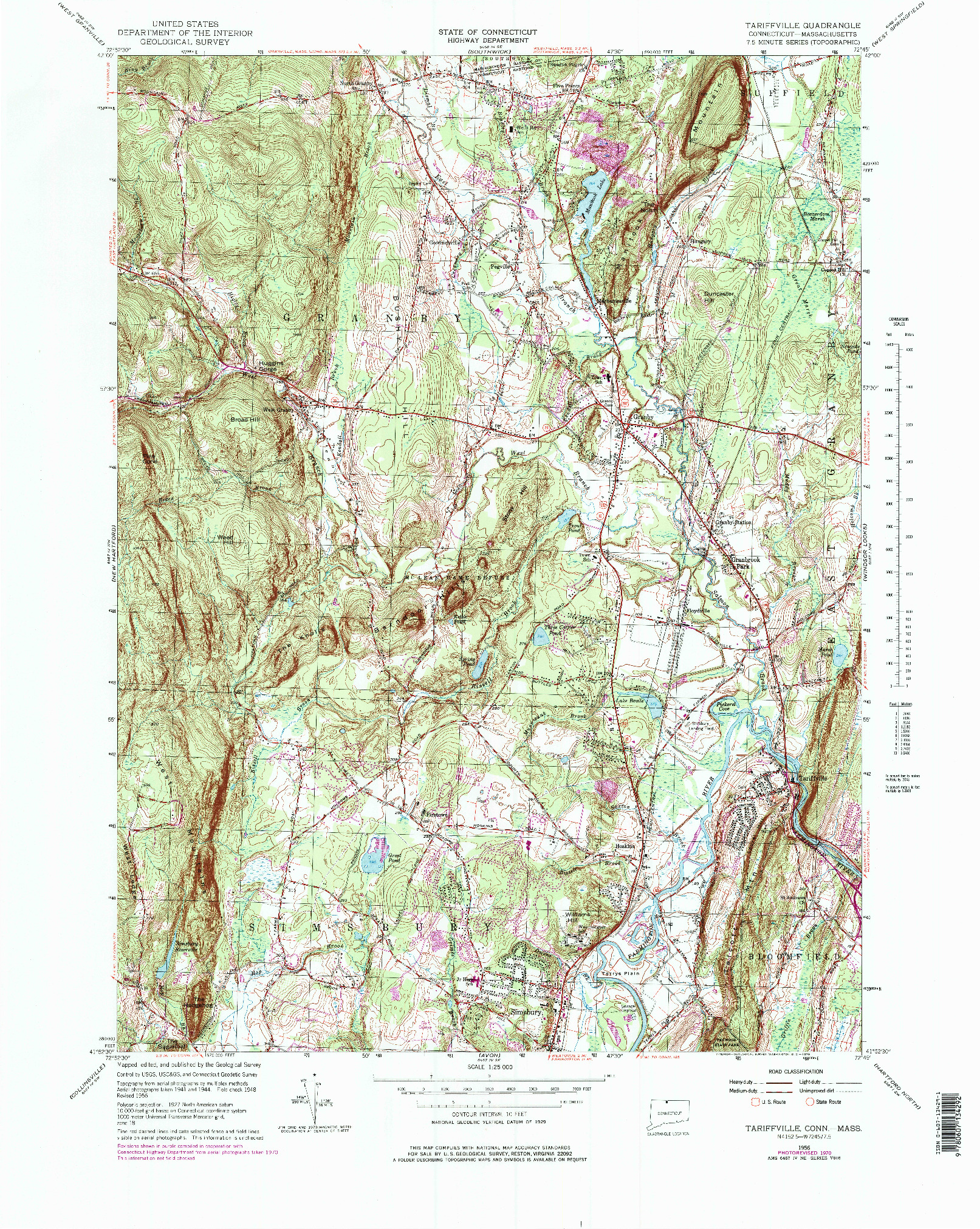 USGS 1:24000-SCALE QUADRANGLE FOR TARIFFVILLE, CT 1956