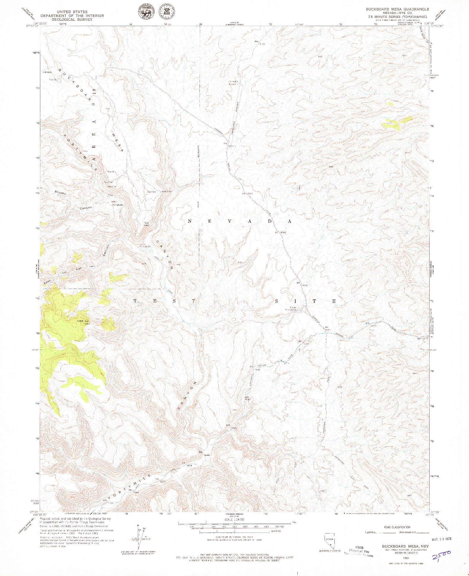 USGS 1:24000-SCALE QUADRANGLE FOR BUCKBOARD MESA, NV 1961