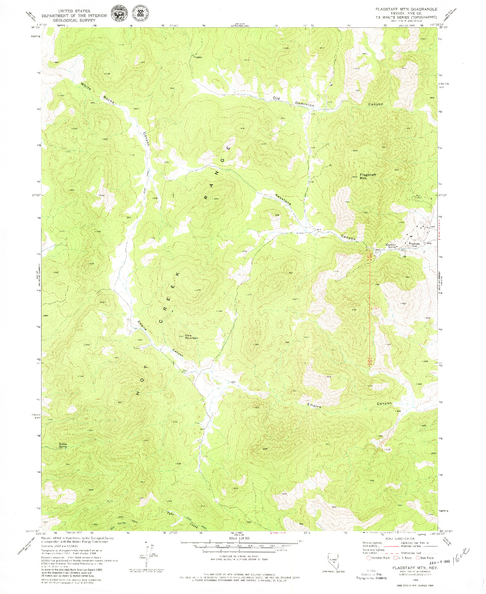 USGS 1:24000-SCALE QUADRANGLE FOR FLAGSTAFF MTN., NV 1968