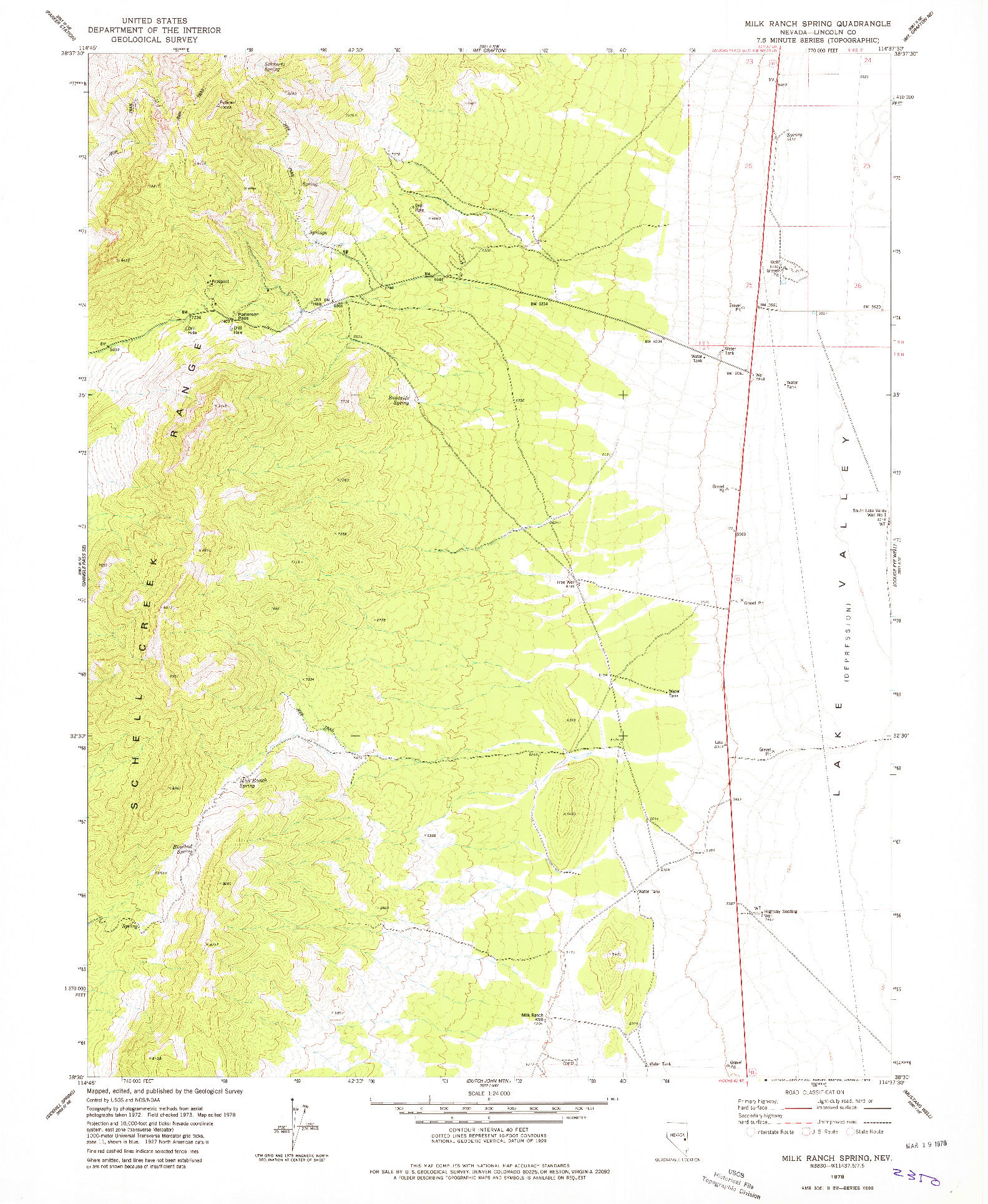 USGS 1:24000-SCALE QUADRANGLE FOR MILK RANCH SPRING, NV 1978