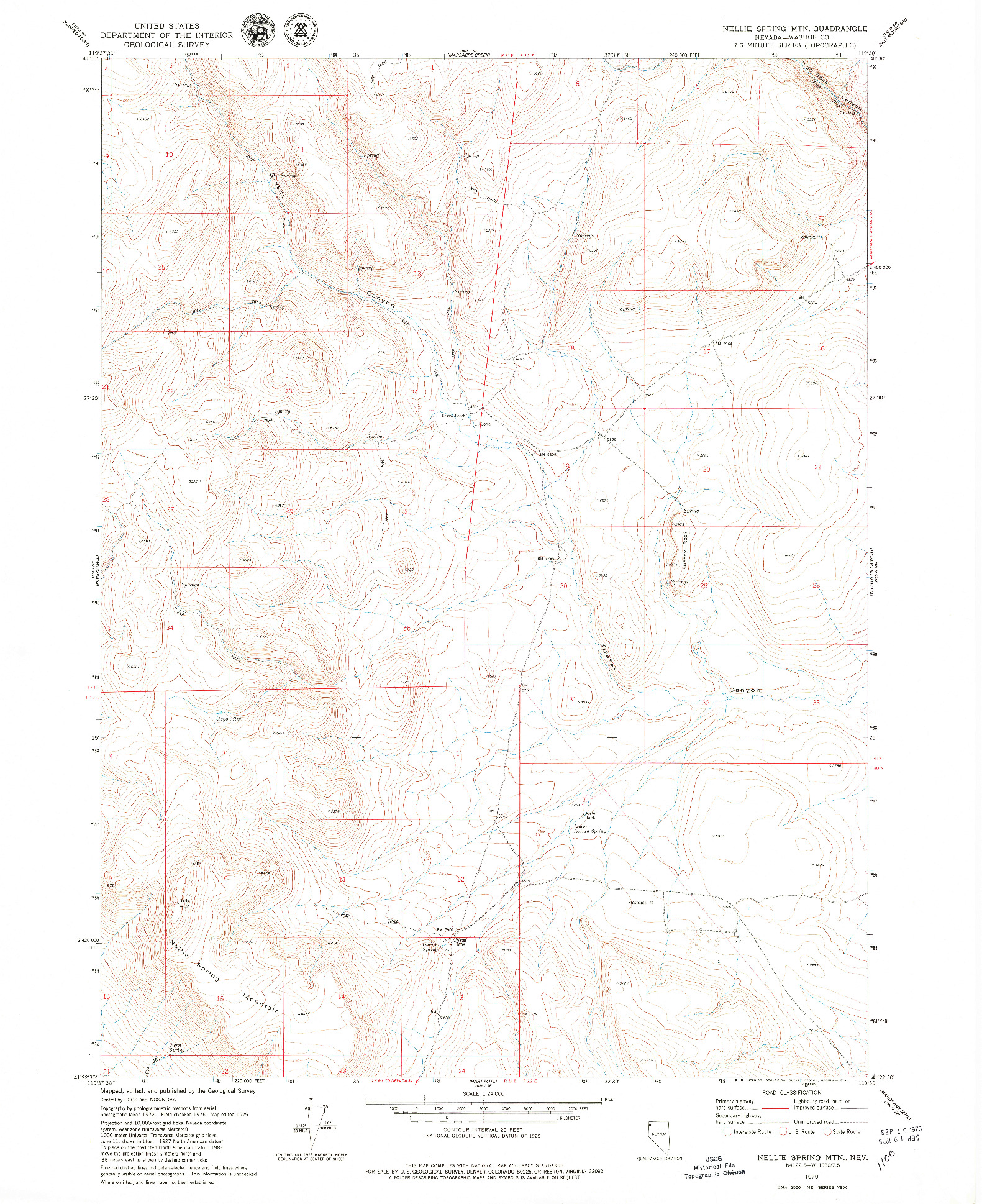 USGS 1:24000-SCALE QUADRANGLE FOR NELLIE SPRING MTN, NV 1979
