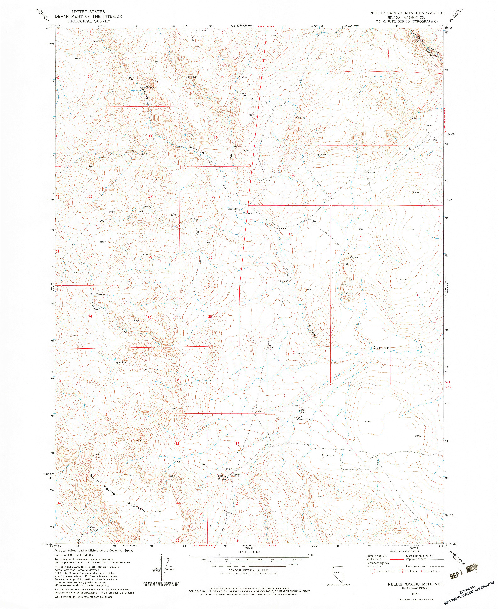 USGS 1:24000-SCALE QUADRANGLE FOR NELLIE SPRING MTN, NV 1979