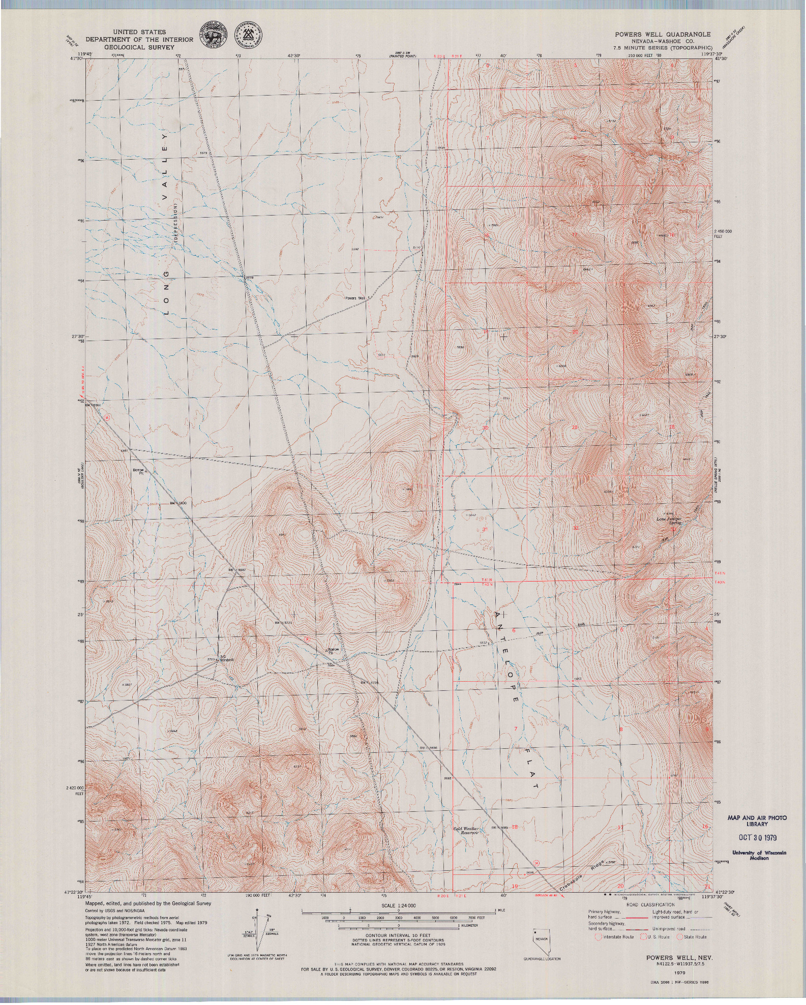 USGS 1:24000-SCALE QUADRANGLE FOR POWERS WELL, NV 1979