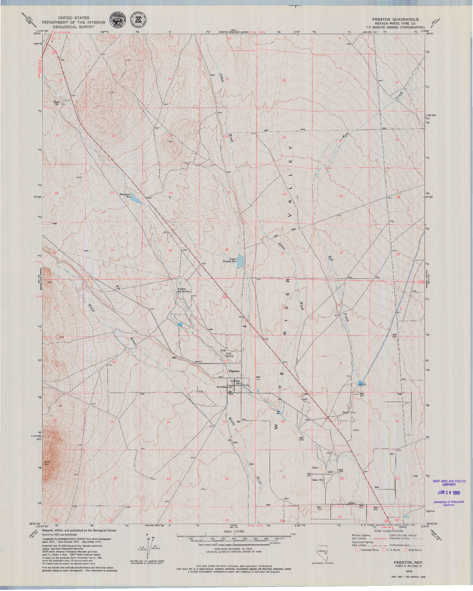USGS 1:24000-SCALE QUADRANGLE FOR PRESTON, NV 1979