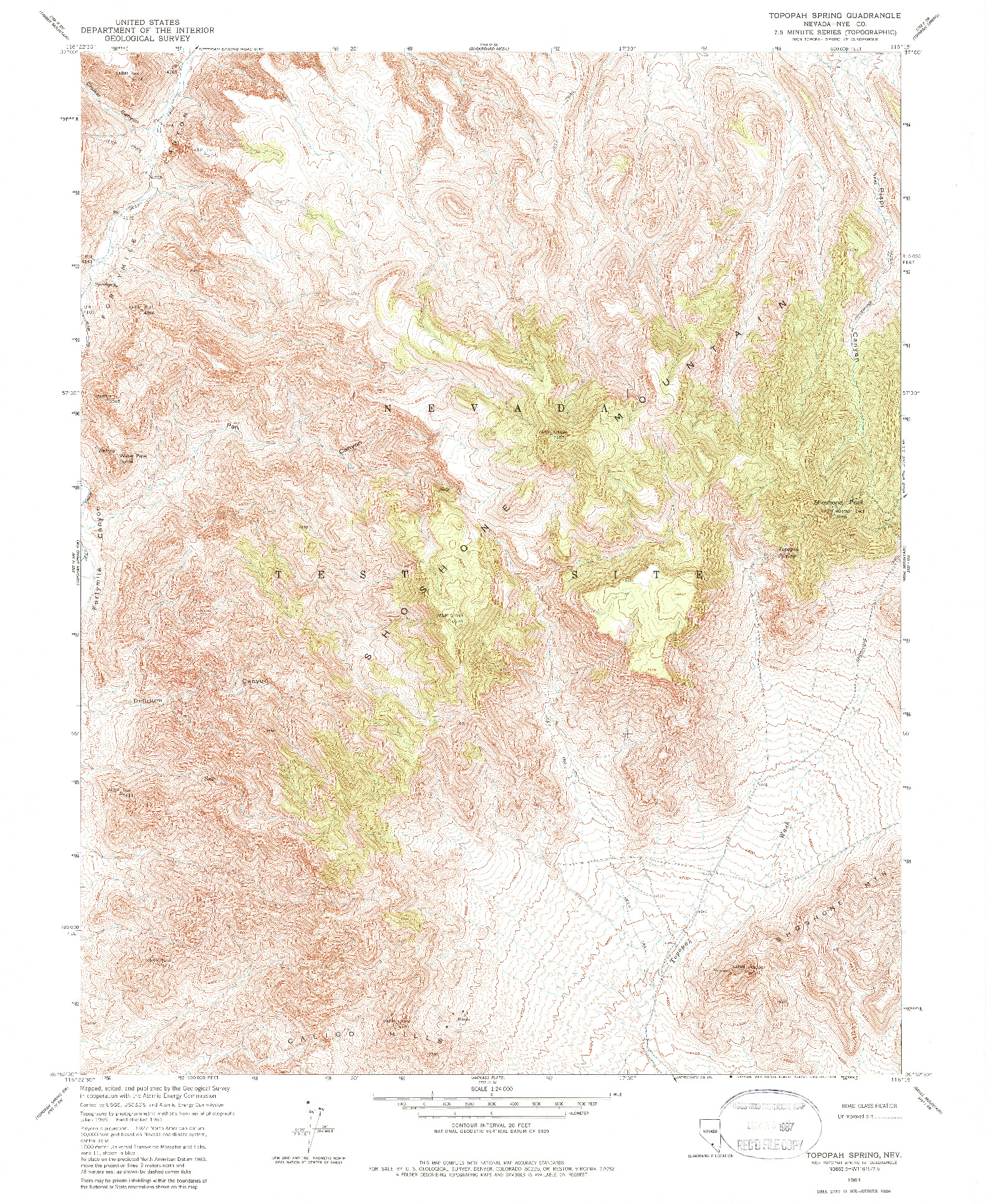 USGS 1:24000-SCALE QUADRANGLE FOR TOPOPAH SPRING, NV 1961