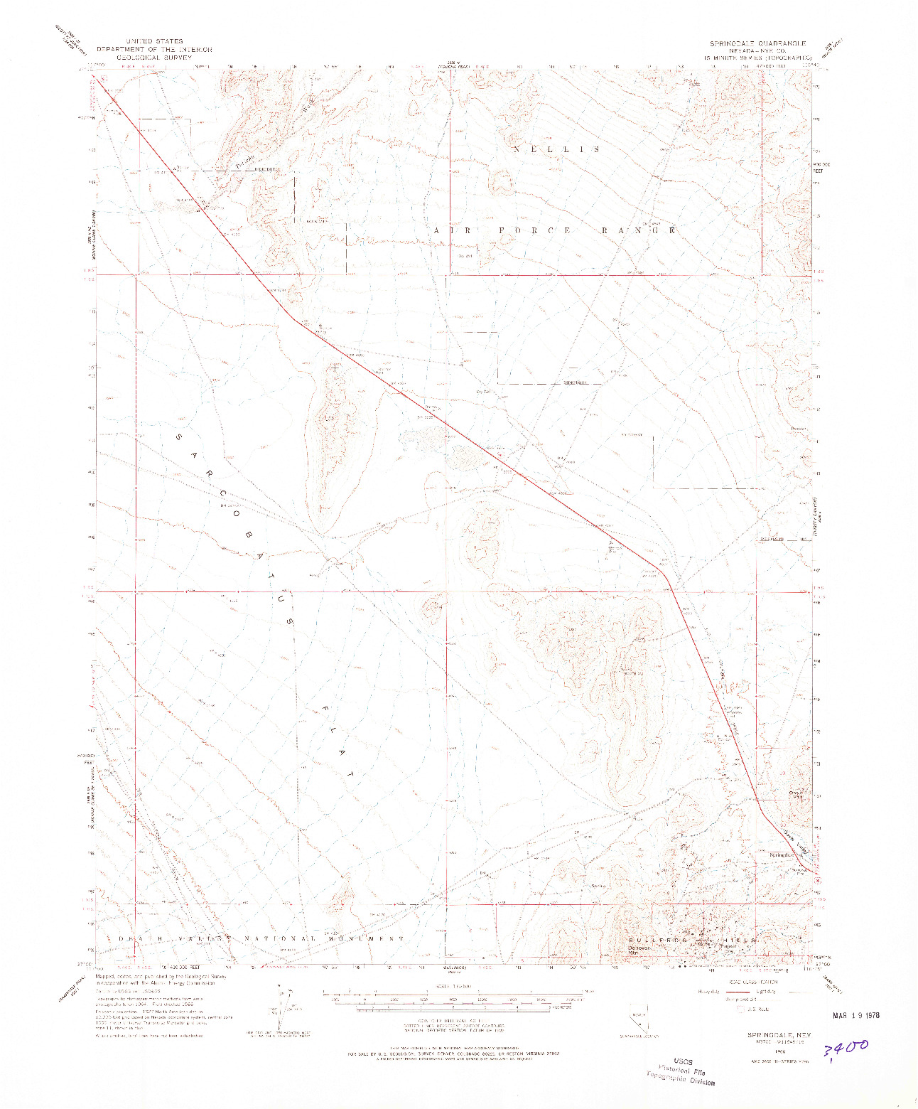 USGS 1:62500-SCALE QUADRANGLE FOR SPRINGDALE, NV 1966