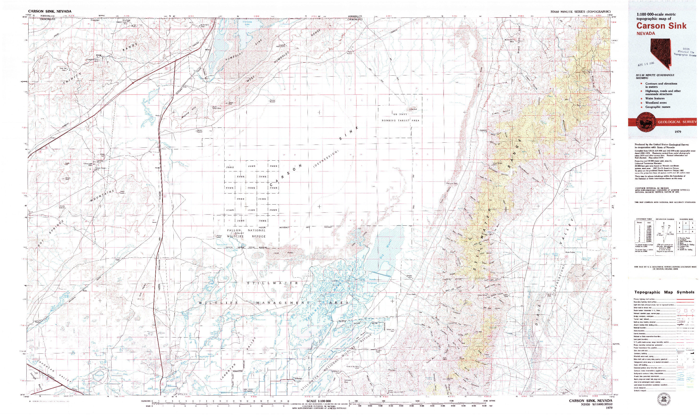 USGS 1:100000-SCALE QUADRANGLE FOR CARSON SINK, NV 1979