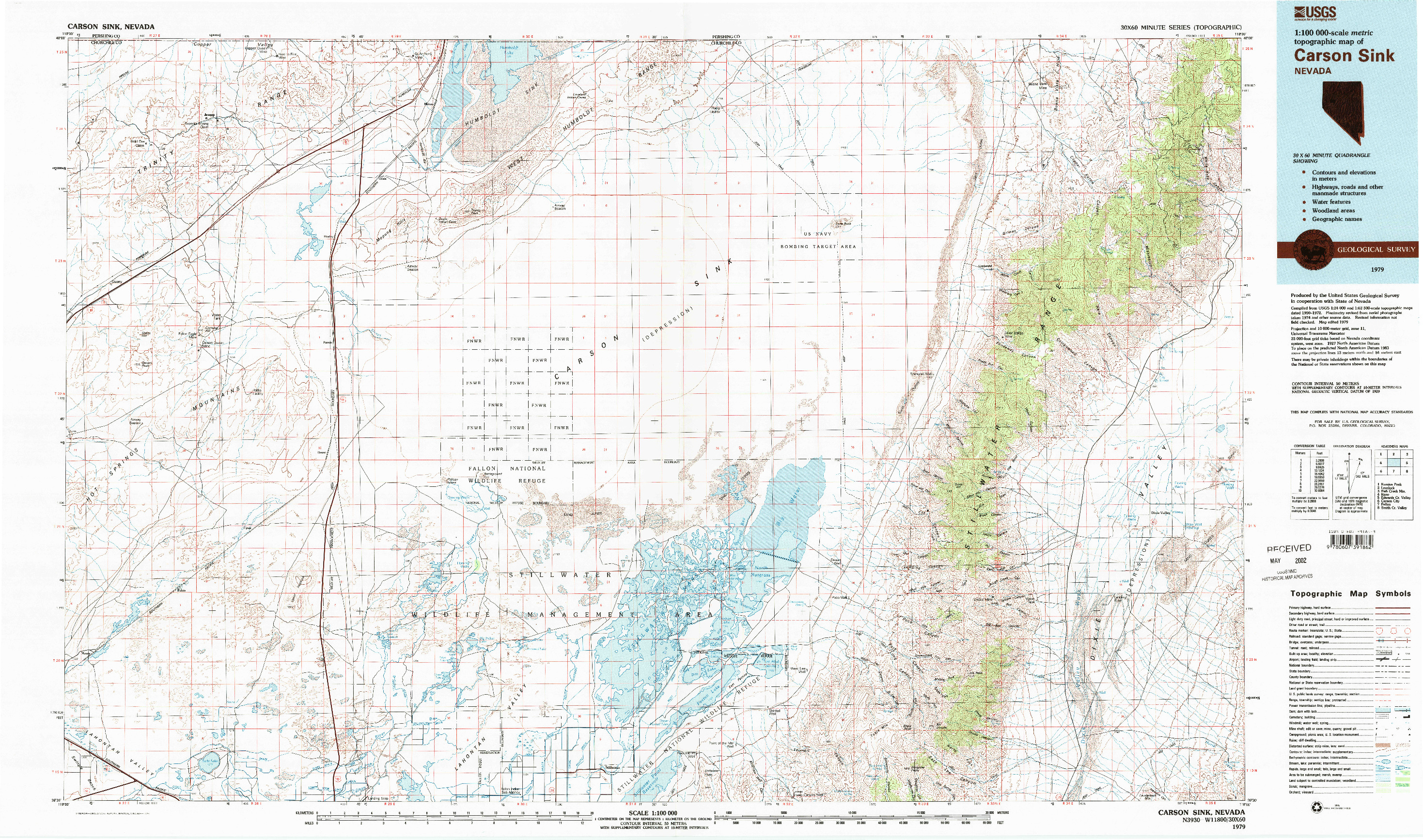 USGS 1:100000-SCALE QUADRANGLE FOR CARSON SINK, NV 1979