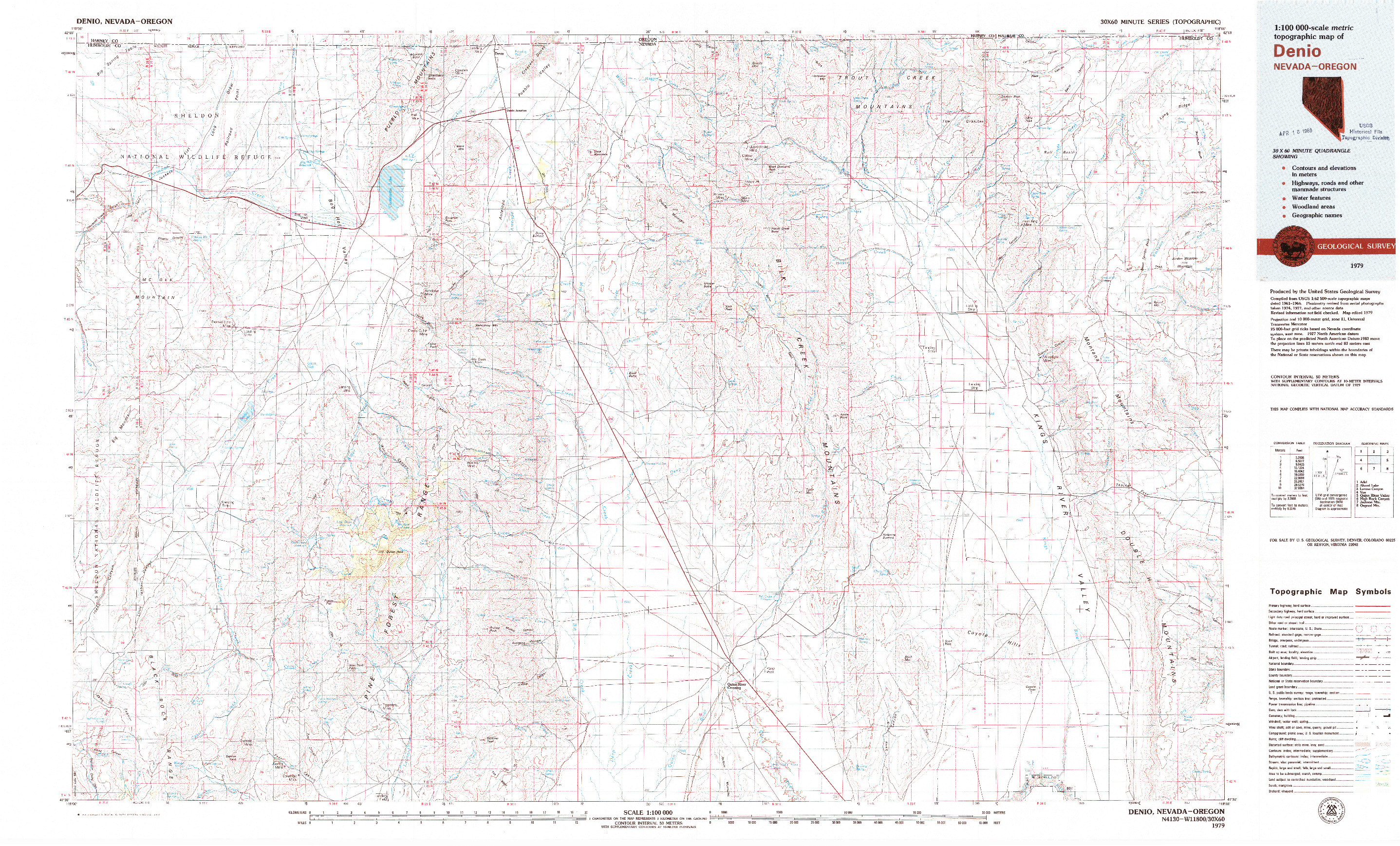 USGS 1:100000-SCALE QUADRANGLE FOR DENIO, NV 1979