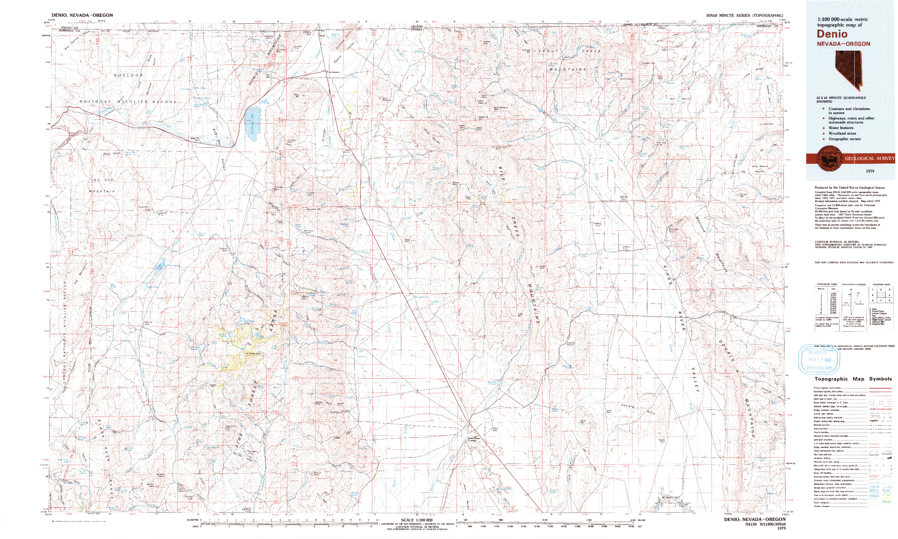 USGS 1:100000-SCALE QUADRANGLE FOR DENIO, NV 1979