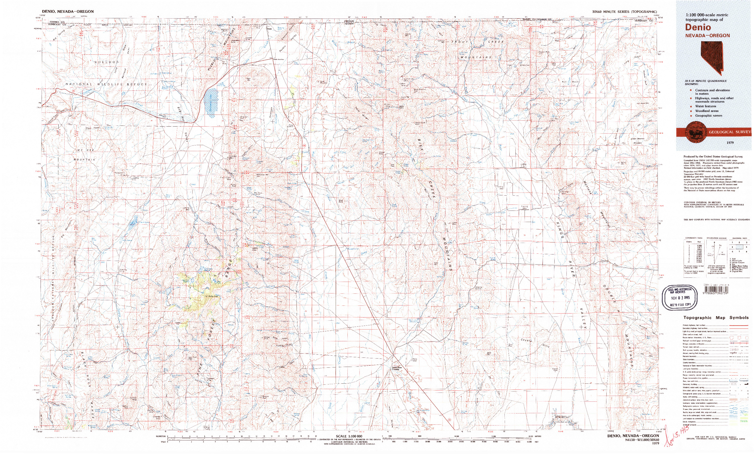 USGS 1:100000-SCALE QUADRANGLE FOR DENIO, NV 1979