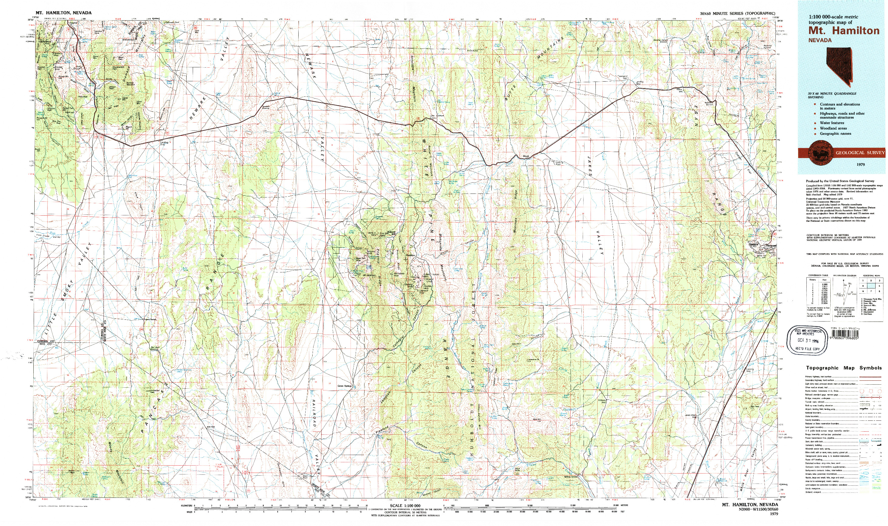 USGS 1:100000-SCALE QUADRANGLE FOR MT. HAMILTON, NV 1979