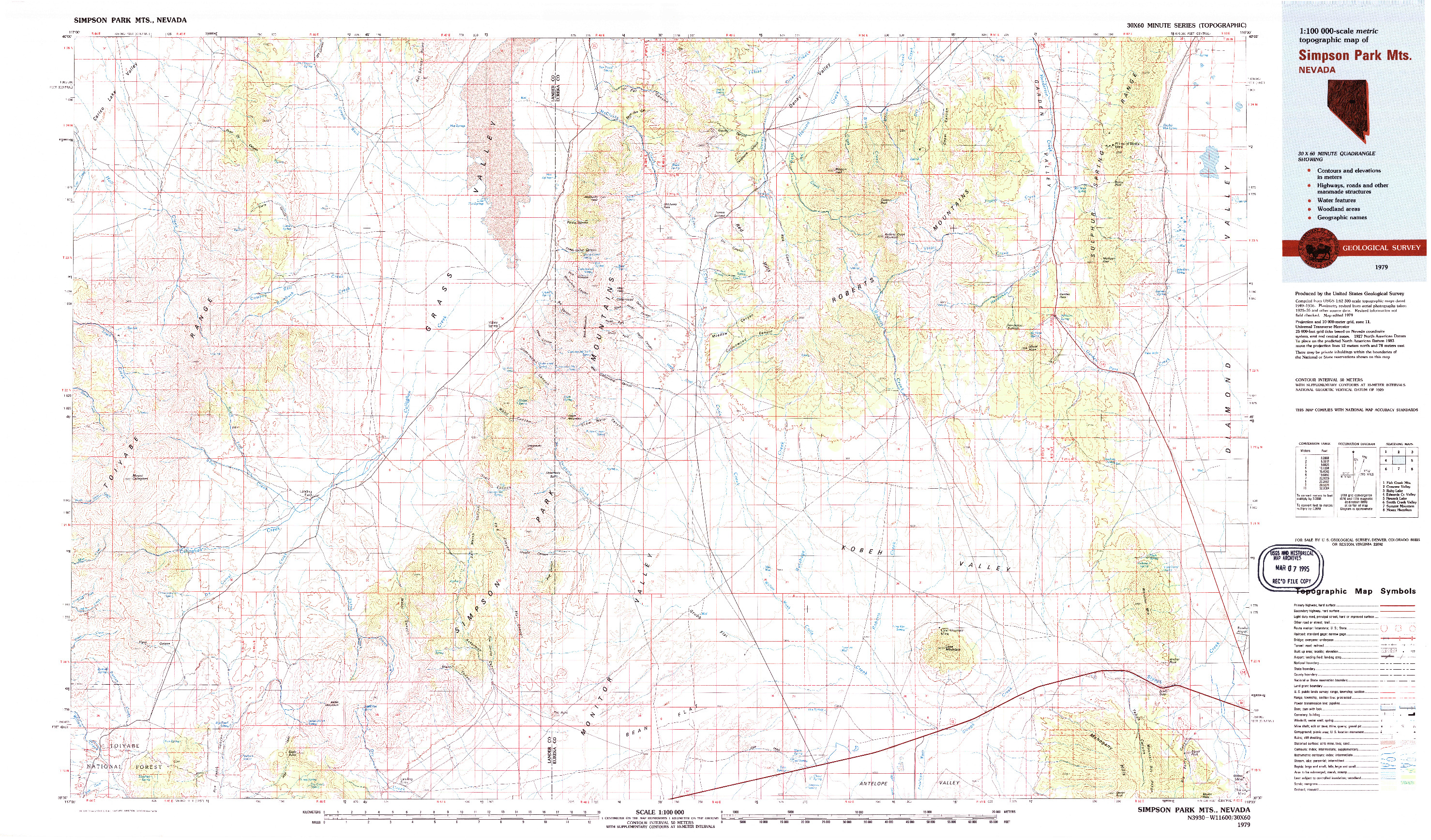 USGS 1:100000-SCALE QUADRANGLE FOR SIMPSON PARK MTS, NV 1979