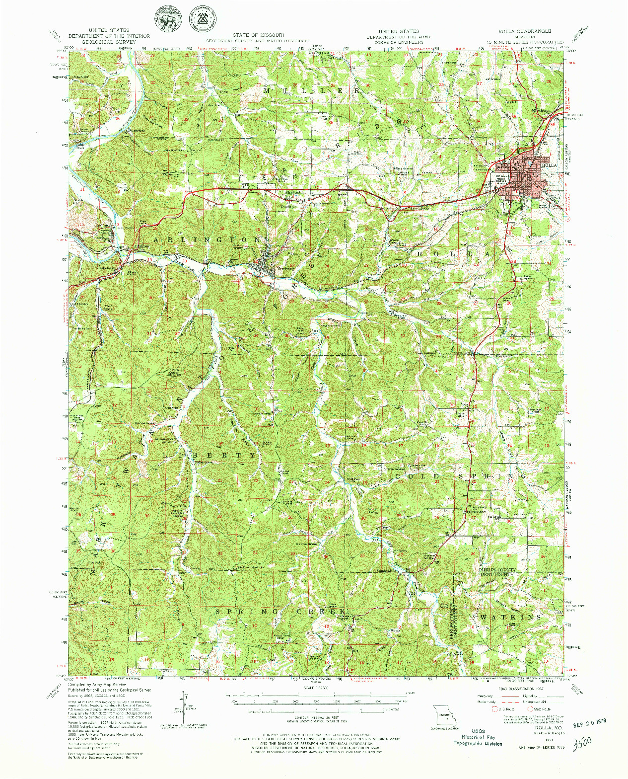 USGS 1:62500-SCALE QUADRANGLE FOR ROLLA, MO 1951