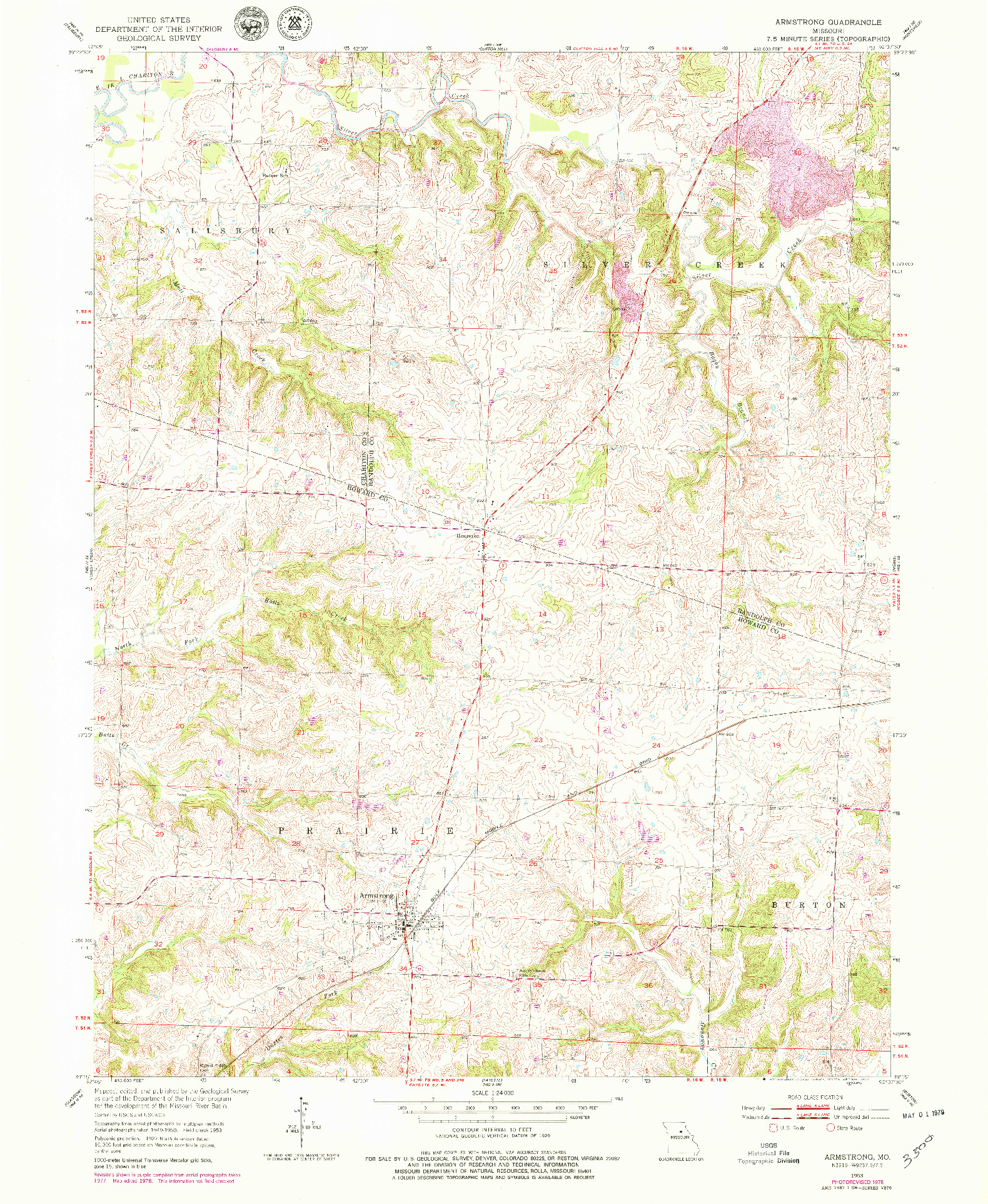 USGS 1:24000-SCALE QUADRANGLE FOR ARMSTRONG, MO 1953