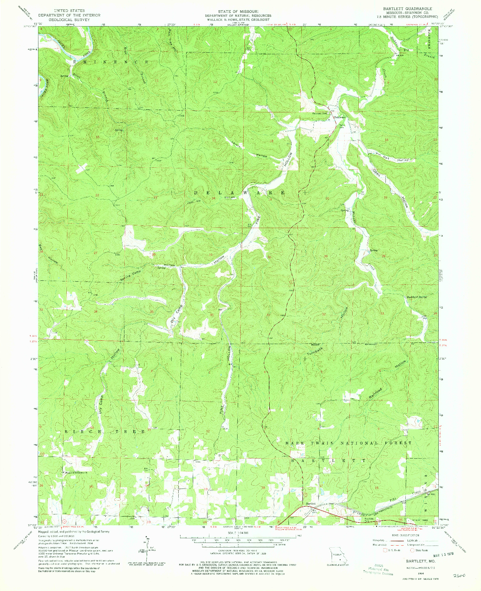 USGS 1:24000-SCALE QUADRANGLE FOR BARTLETT, MO 1964
