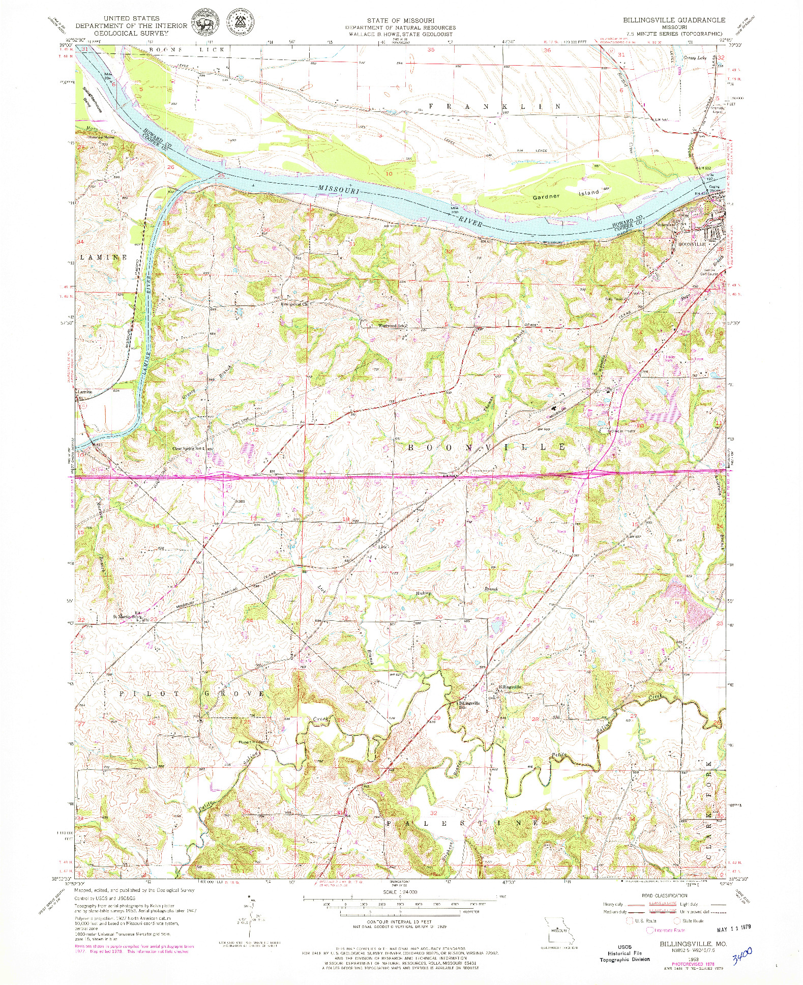 USGS 1:24000-SCALE QUADRANGLE FOR BILLINGSVILLE, MO 1953