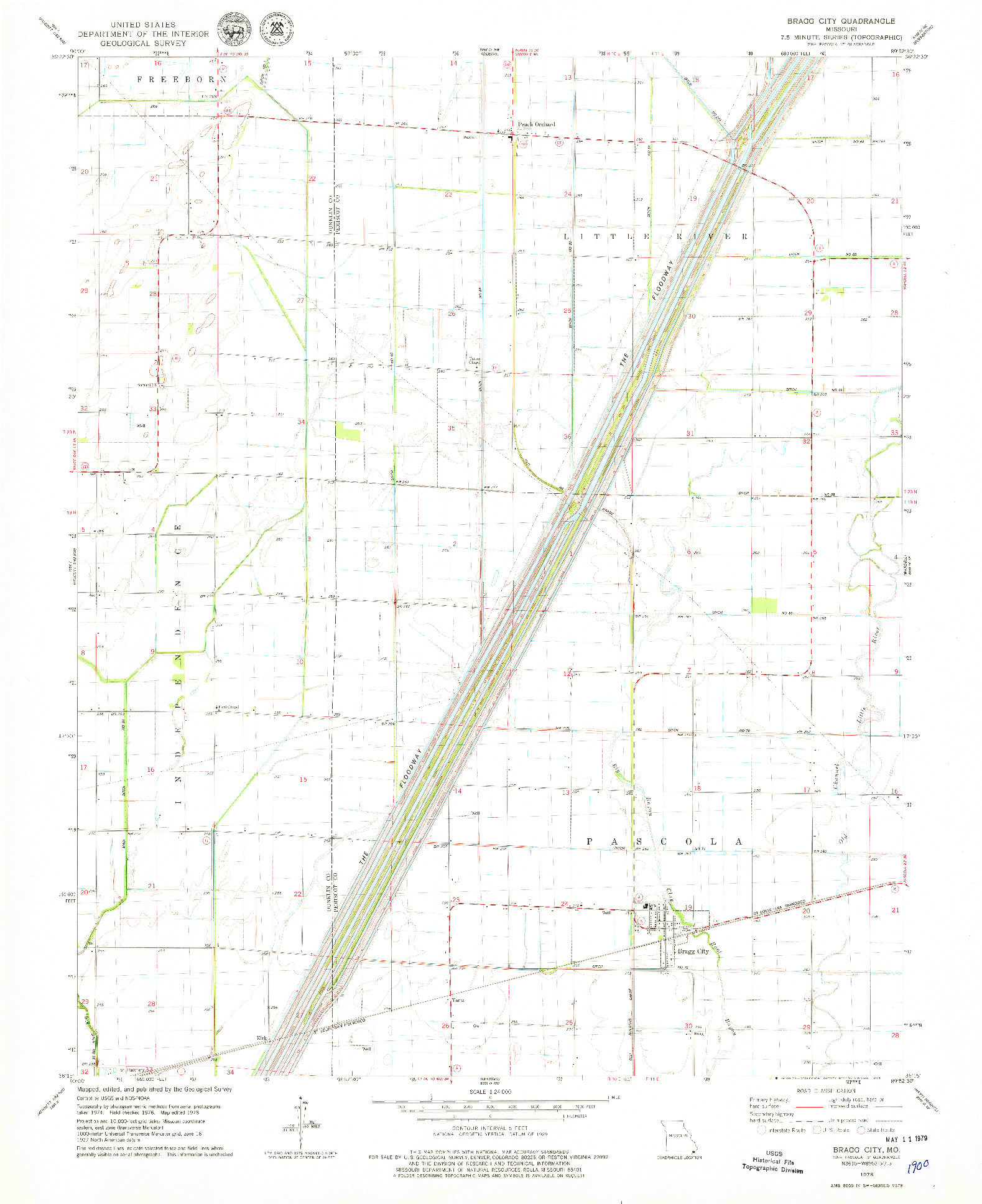 USGS 1:24000-SCALE QUADRANGLE FOR BRAGG CITY, MO 1978