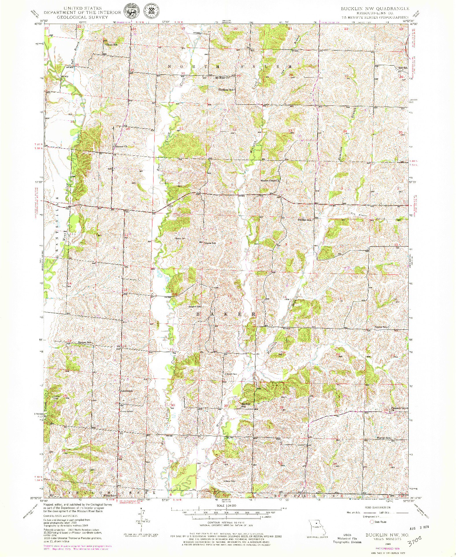 USGS 1:24000-SCALE QUADRANGLE FOR BUCKLIN NW, MO 1949