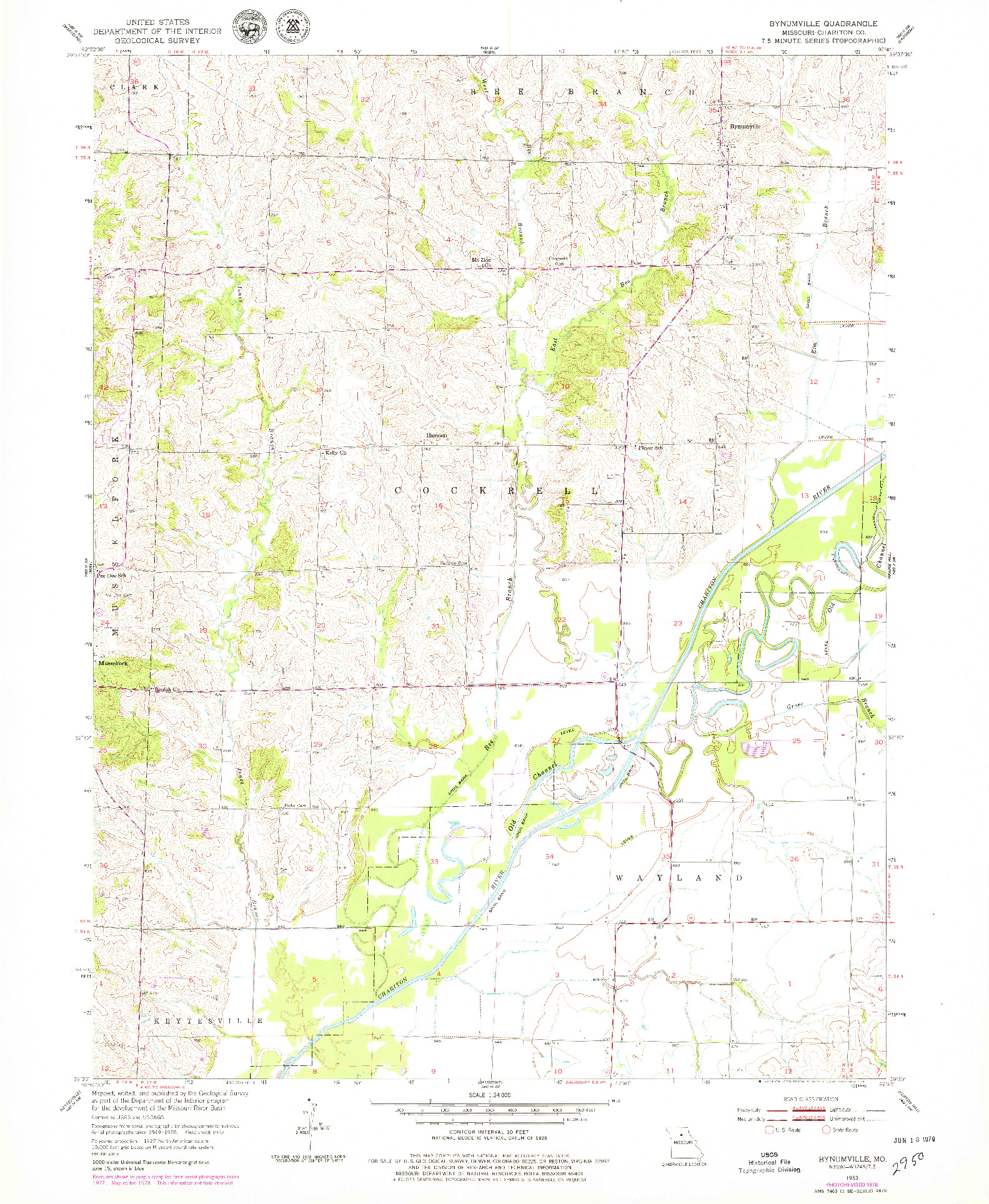 USGS 1:24000-SCALE QUADRANGLE FOR BYNUMVILLE, MO 1953