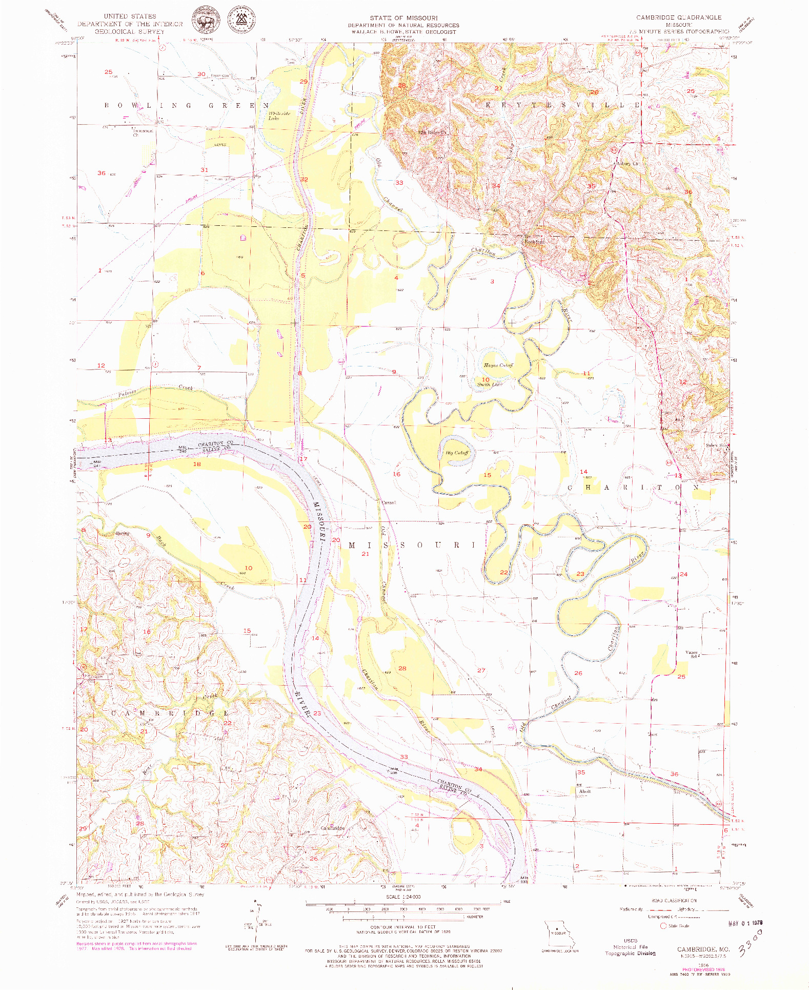 USGS 1:24000-SCALE QUADRANGLE FOR CAMBRIDGE, MO 1956