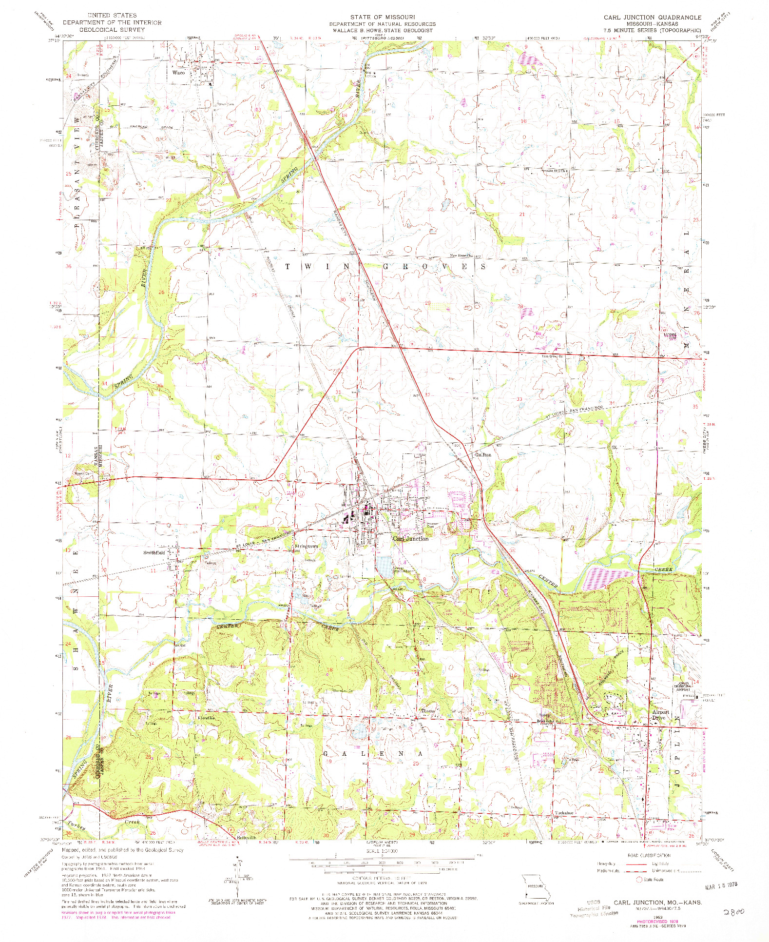 USGS 1:24000-SCALE QUADRANGLE FOR CARL JUNCTION, MO 1963