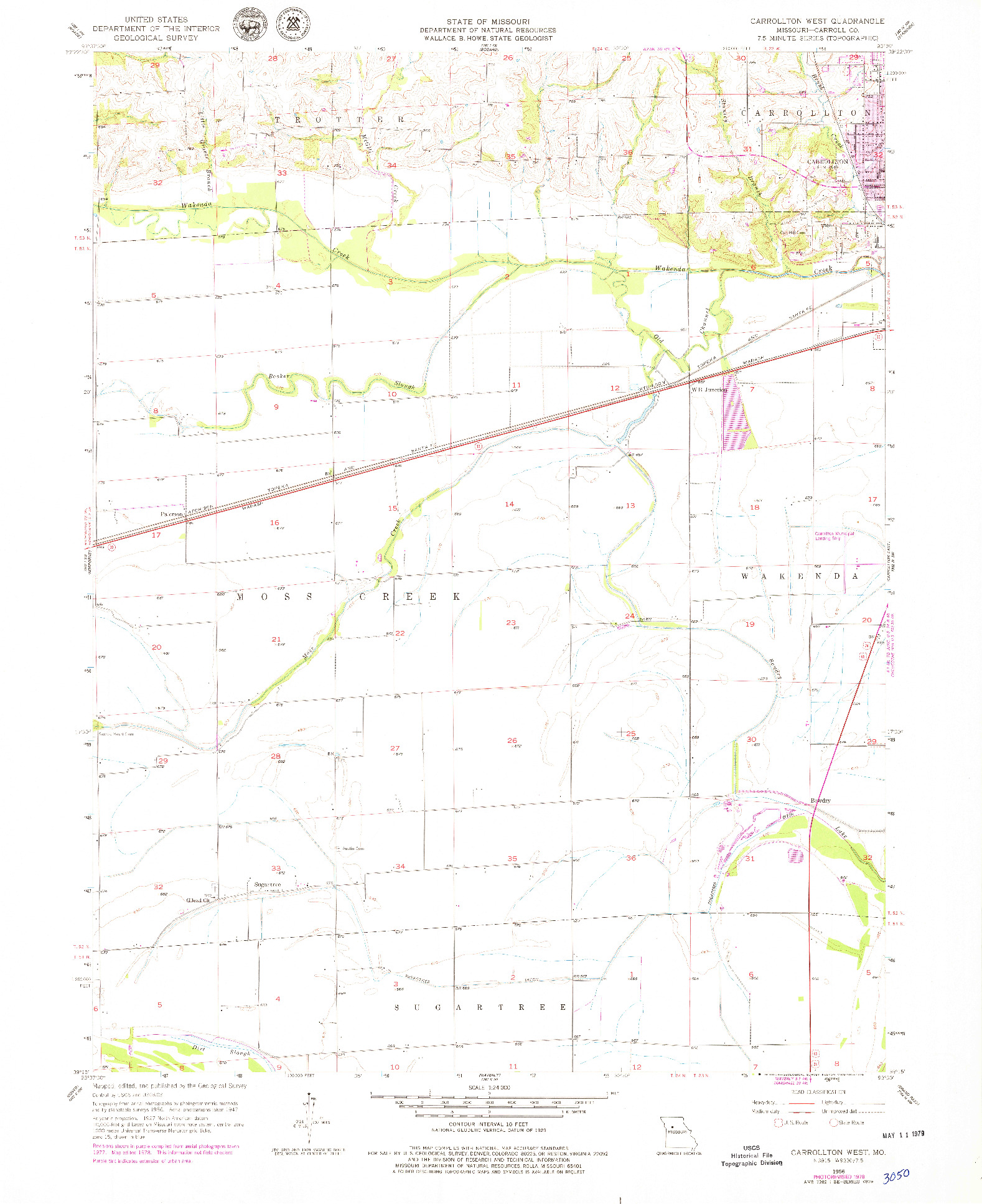 USGS 1:24000-SCALE QUADRANGLE FOR CARROLLTON WEST, MO 1956