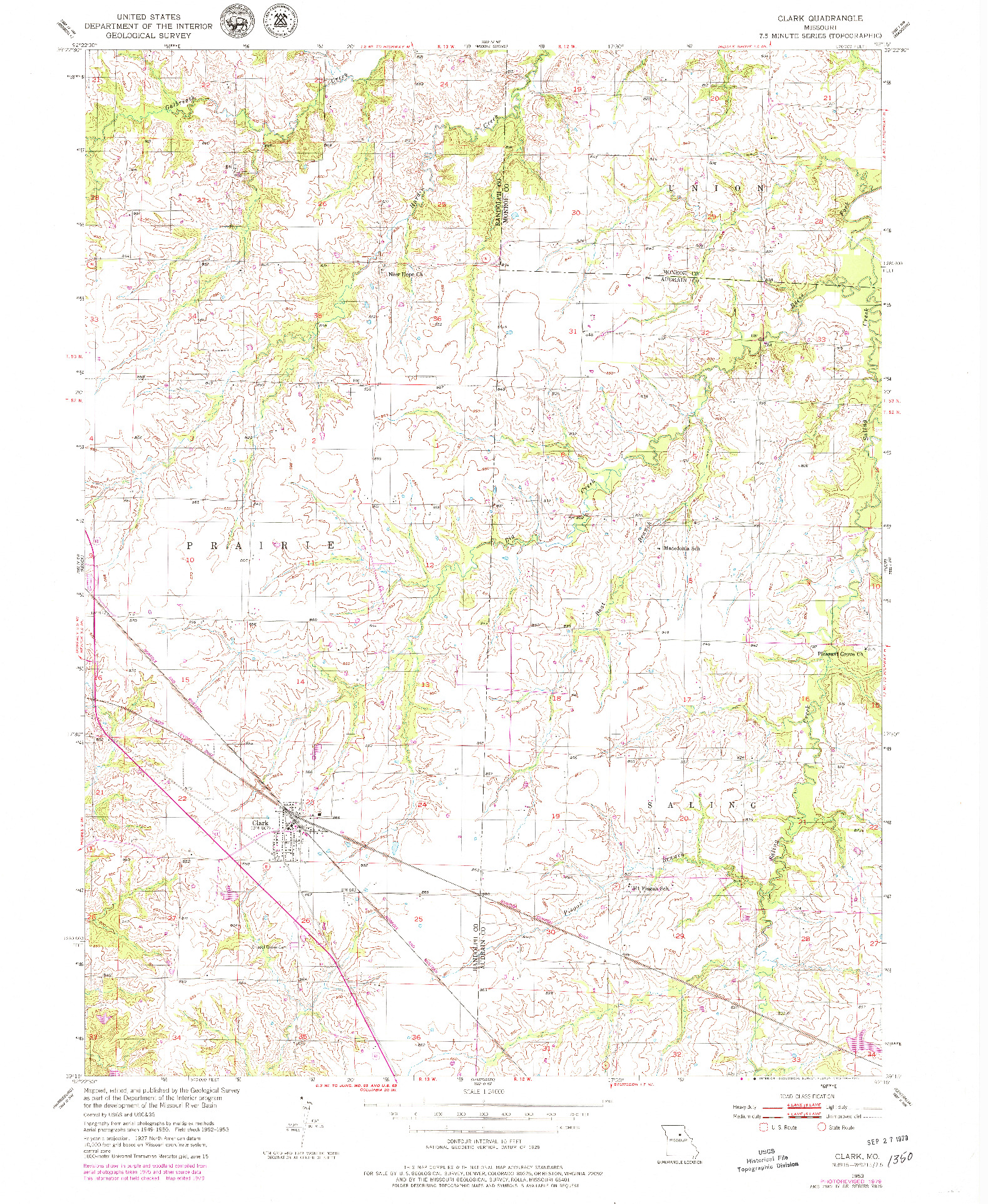USGS 1:24000-SCALE QUADRANGLE FOR CLARK, MO 1953