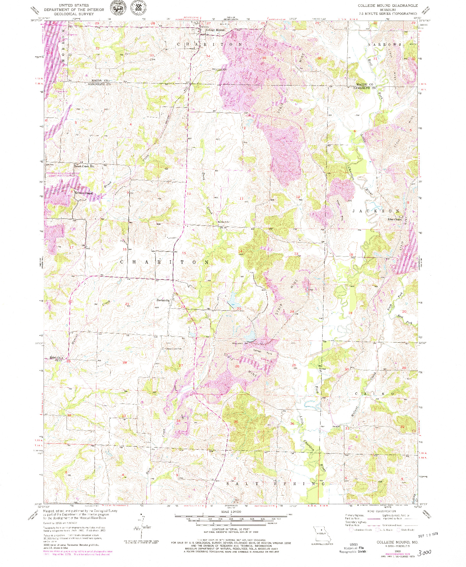 USGS 1:24000-SCALE QUADRANGLE FOR COLLEGE MOUND, MO 1953