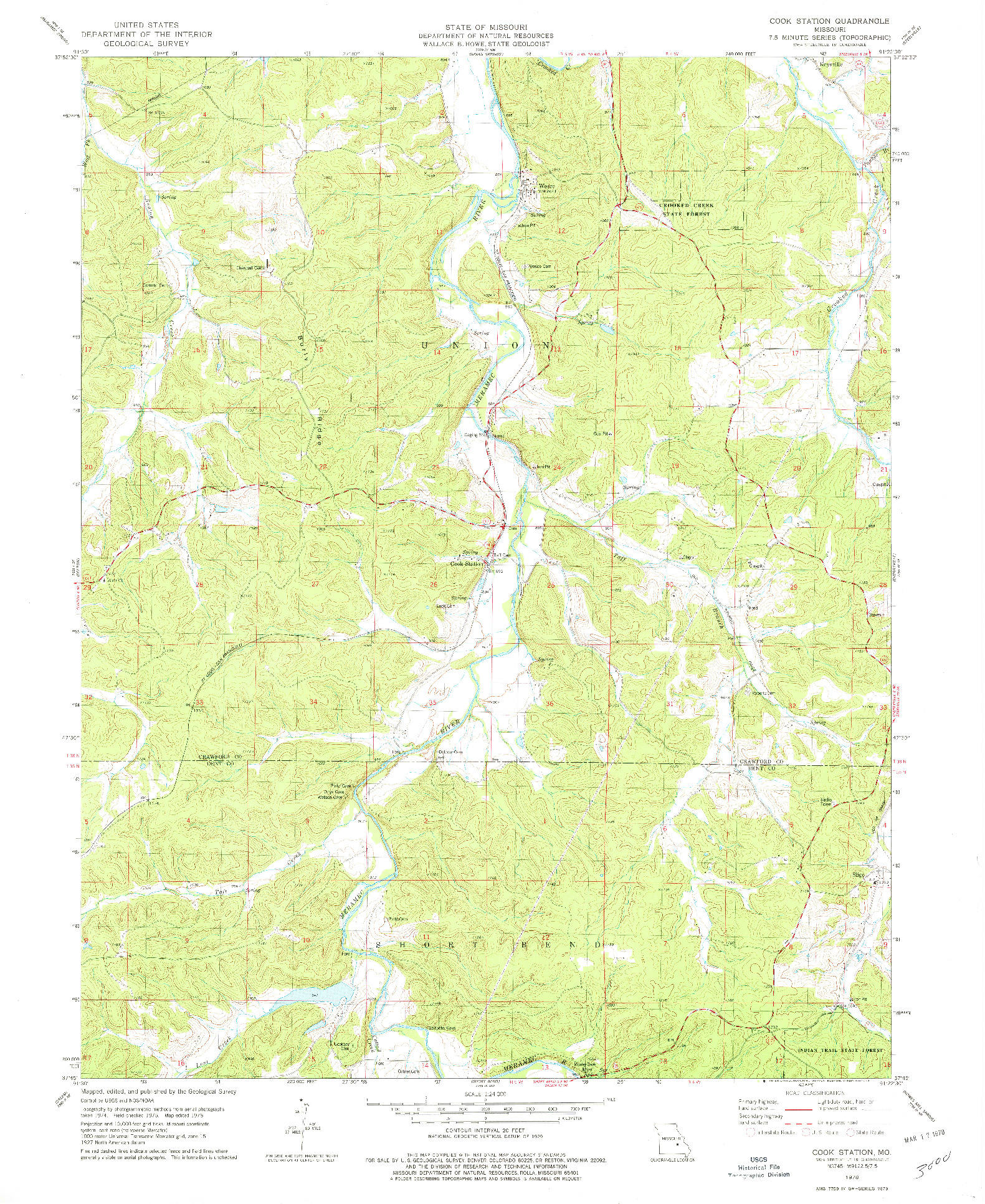 USGS 1:24000-SCALE QUADRANGLE FOR COOK STATION, MO 1978
