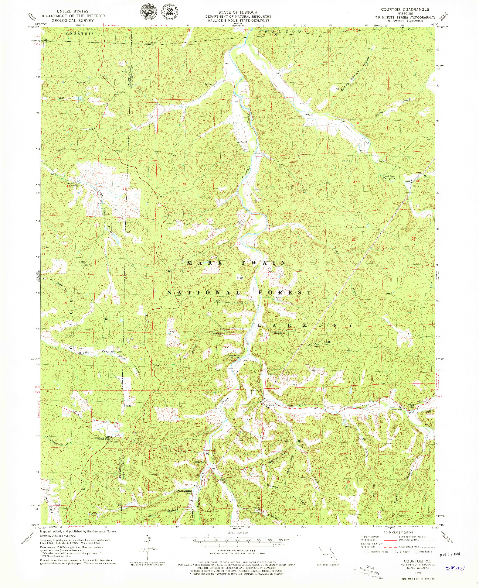 USGS 1:24000-SCALE QUADRANGLE FOR COURTOIS, MO 1978
