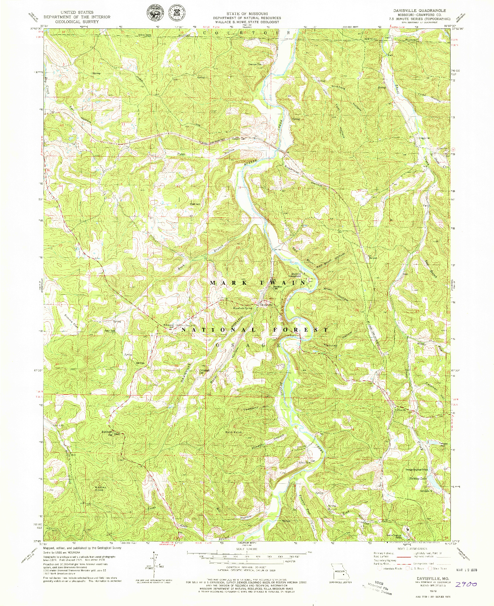 USGS 1:24000-SCALE QUADRANGLE FOR DAVISVILLE, MO 1978