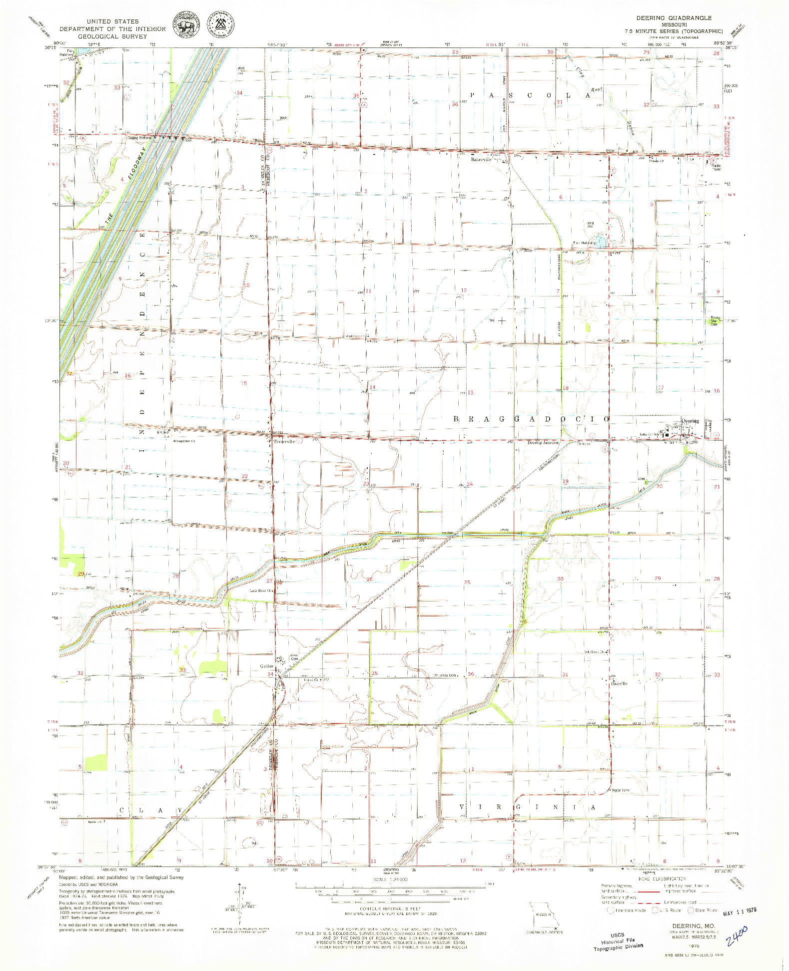 USGS 1:24000-SCALE QUADRANGLE FOR DEERING, MO 1978