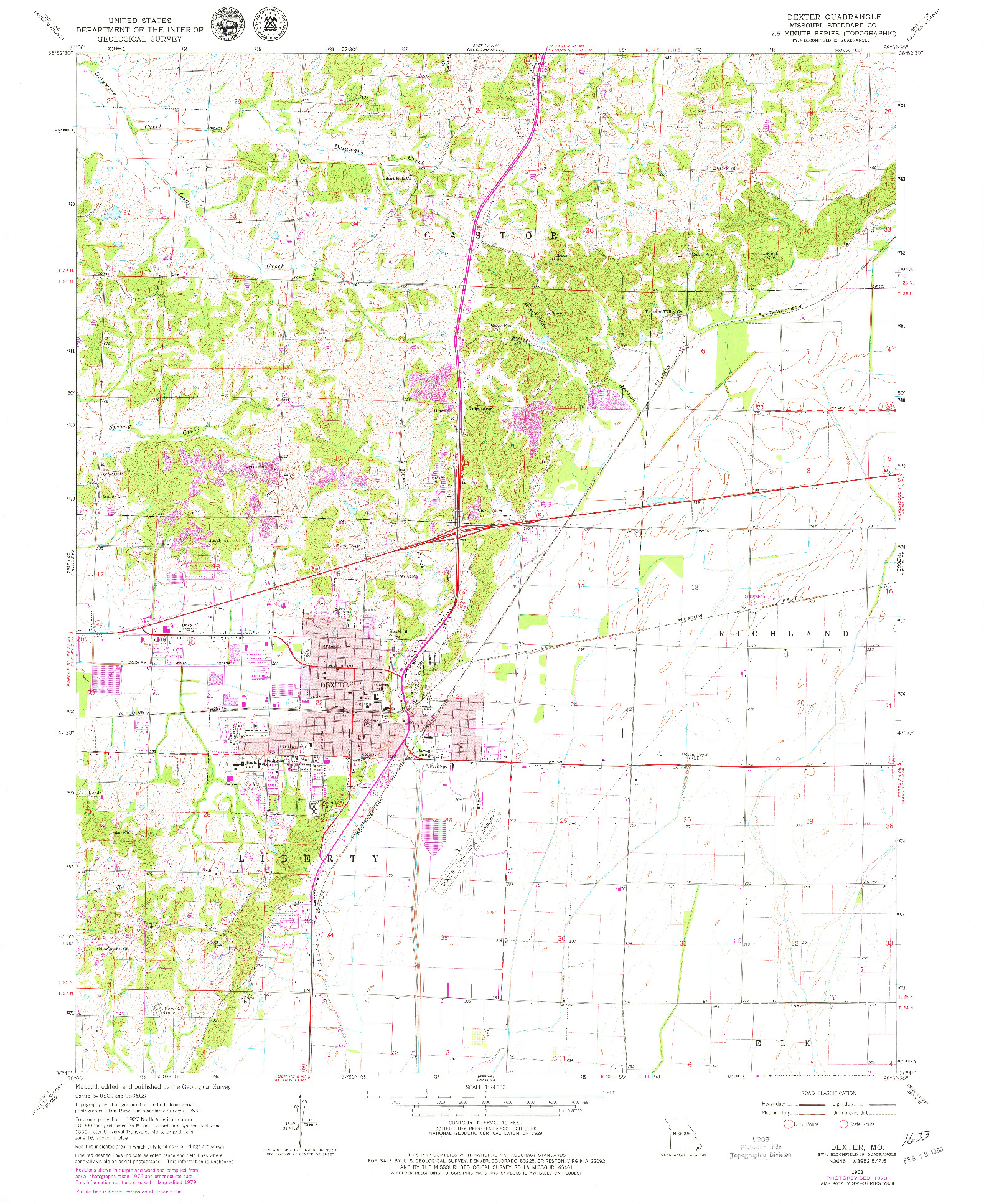 USGS 1:24000-SCALE QUADRANGLE FOR DEXTER, MO 1963