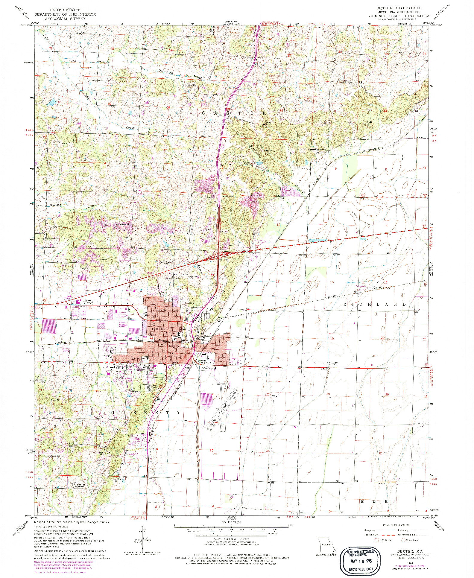 USGS 1:24000-SCALE QUADRANGLE FOR DEXTER, MO 1963