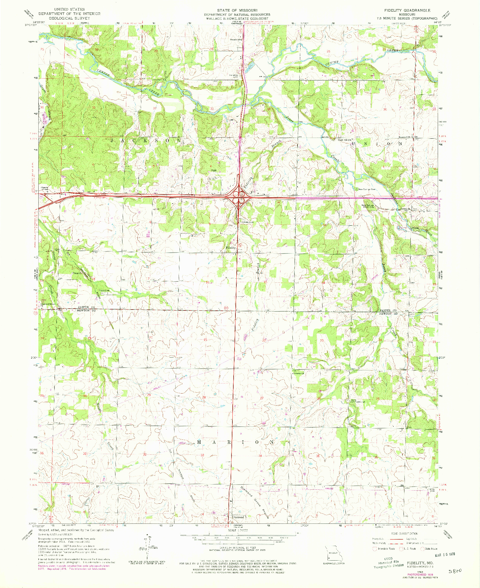 USGS 1:24000-SCALE QUADRANGLE FOR FIDELITY, MO 1963