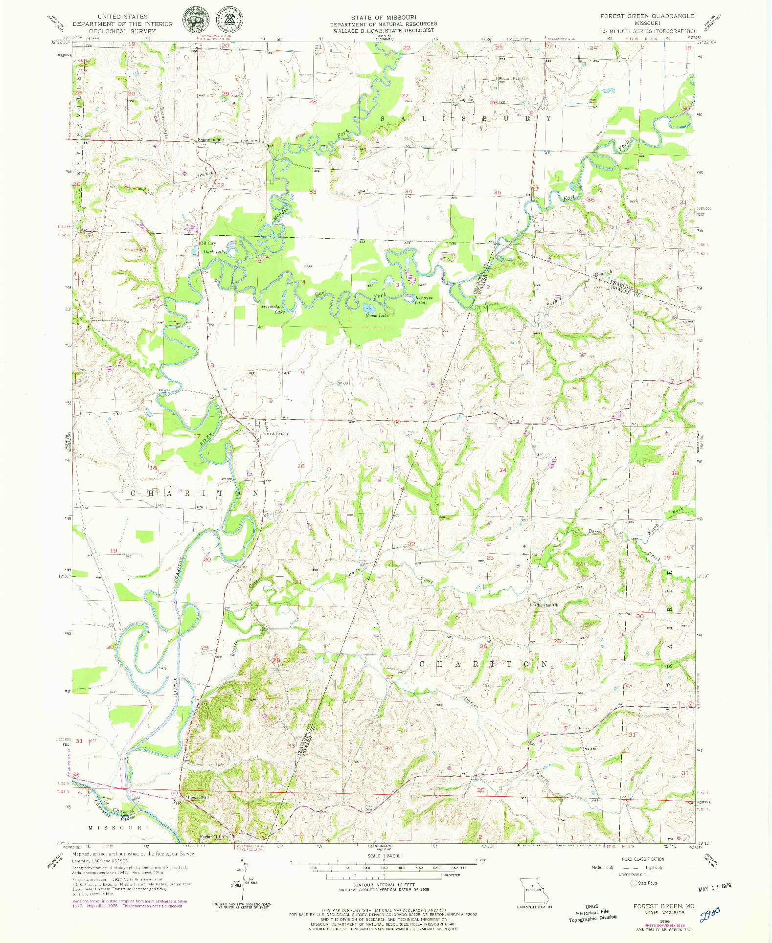 USGS 1:24000-SCALE QUADRANGLE FOR FOREST GREEN, MO 1956