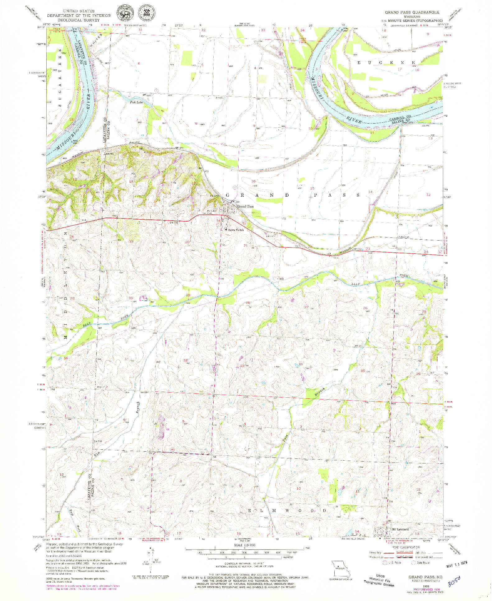 USGS 1:24000-SCALE QUADRANGLE FOR GRAND PASS, MO 1953