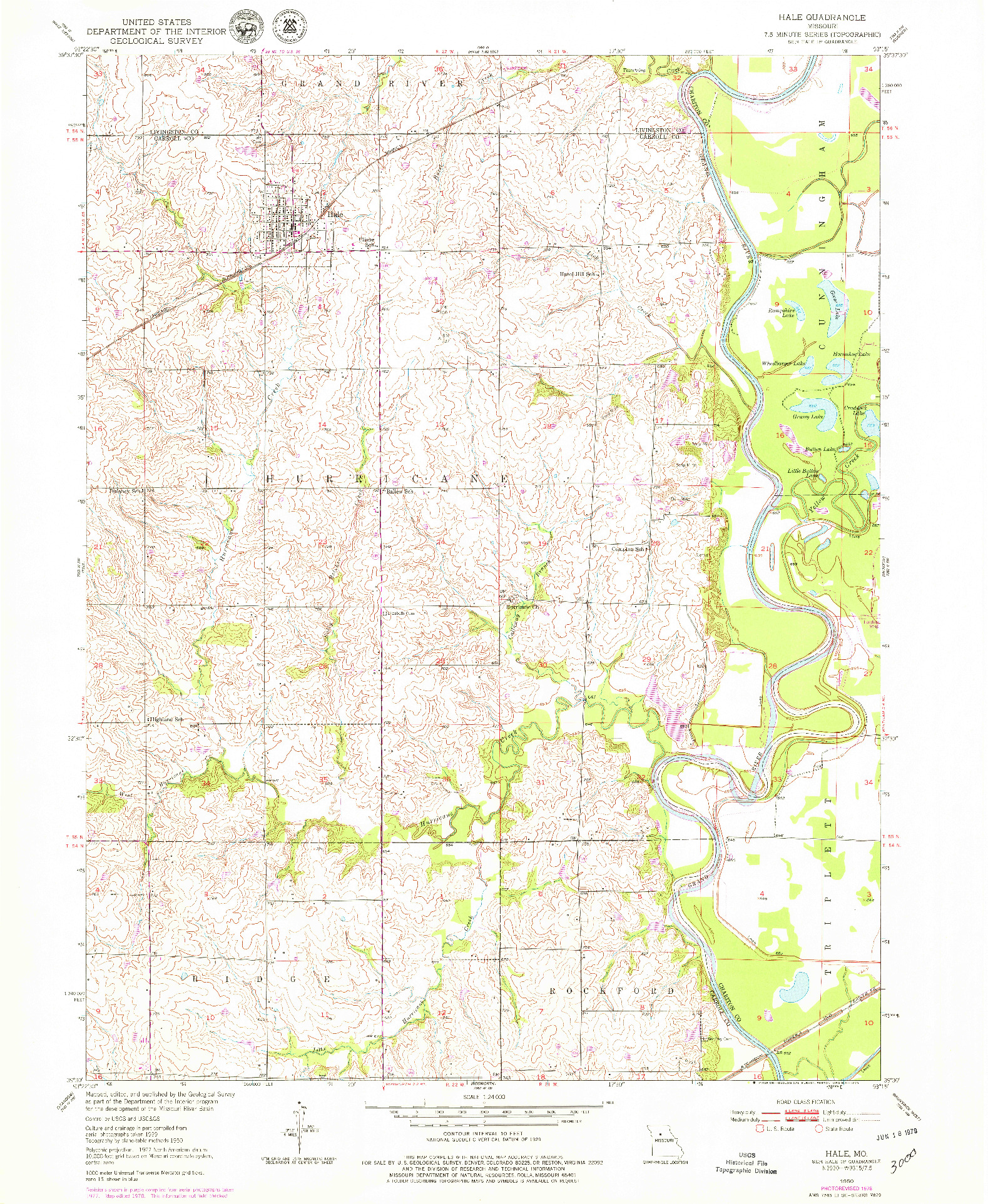 USGS 1:24000-SCALE QUADRANGLE FOR HALE, MO 1950