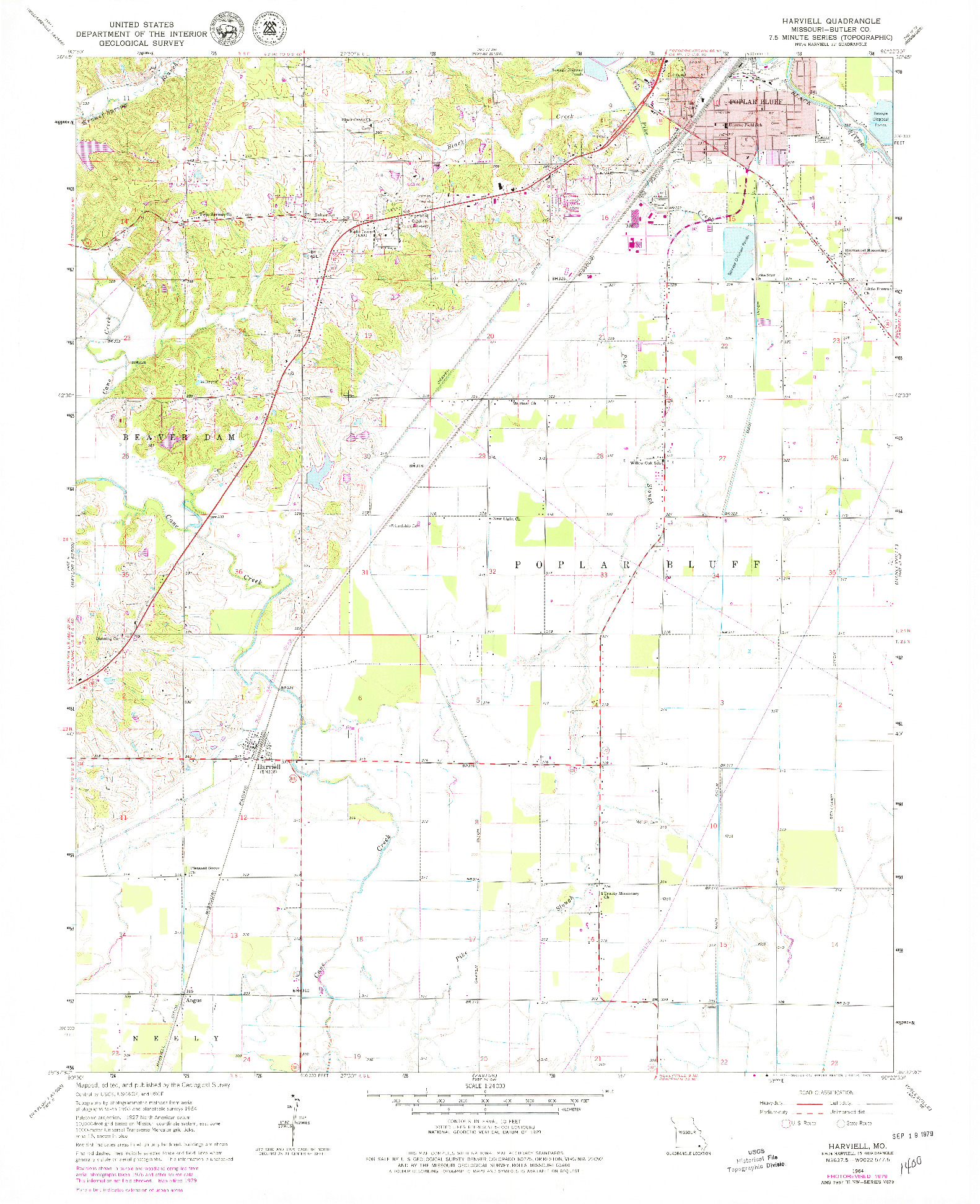 USGS 1:24000-SCALE QUADRANGLE FOR HARVIELL, MO 1964