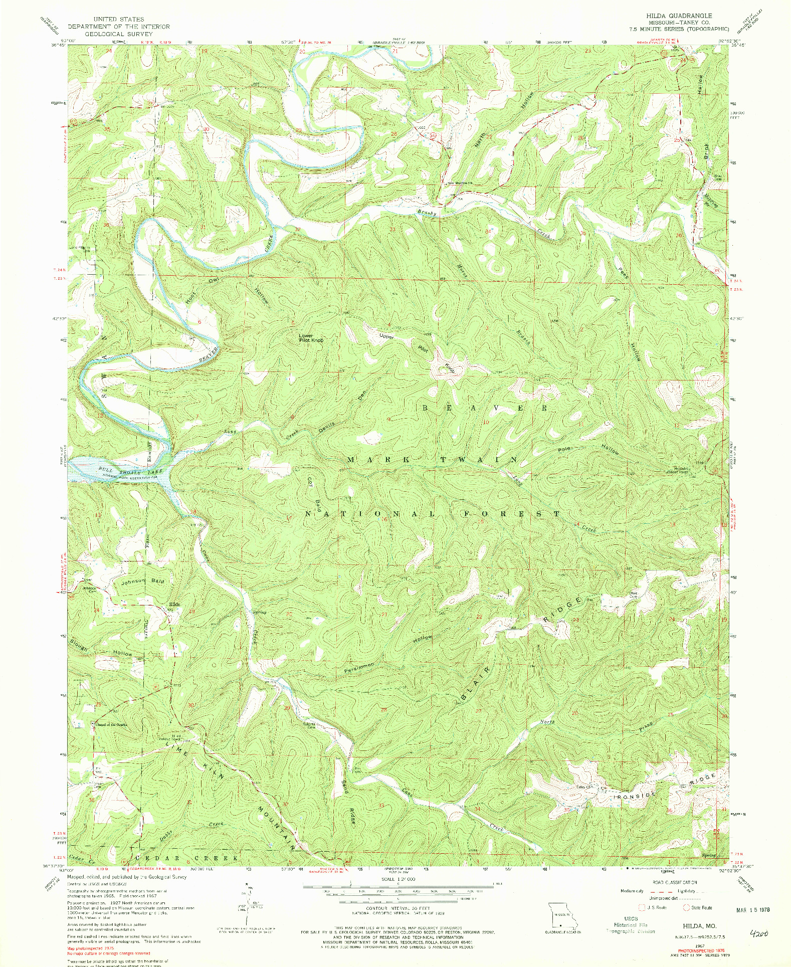 USGS 1:24000-SCALE QUADRANGLE FOR HILDA, MO 1967