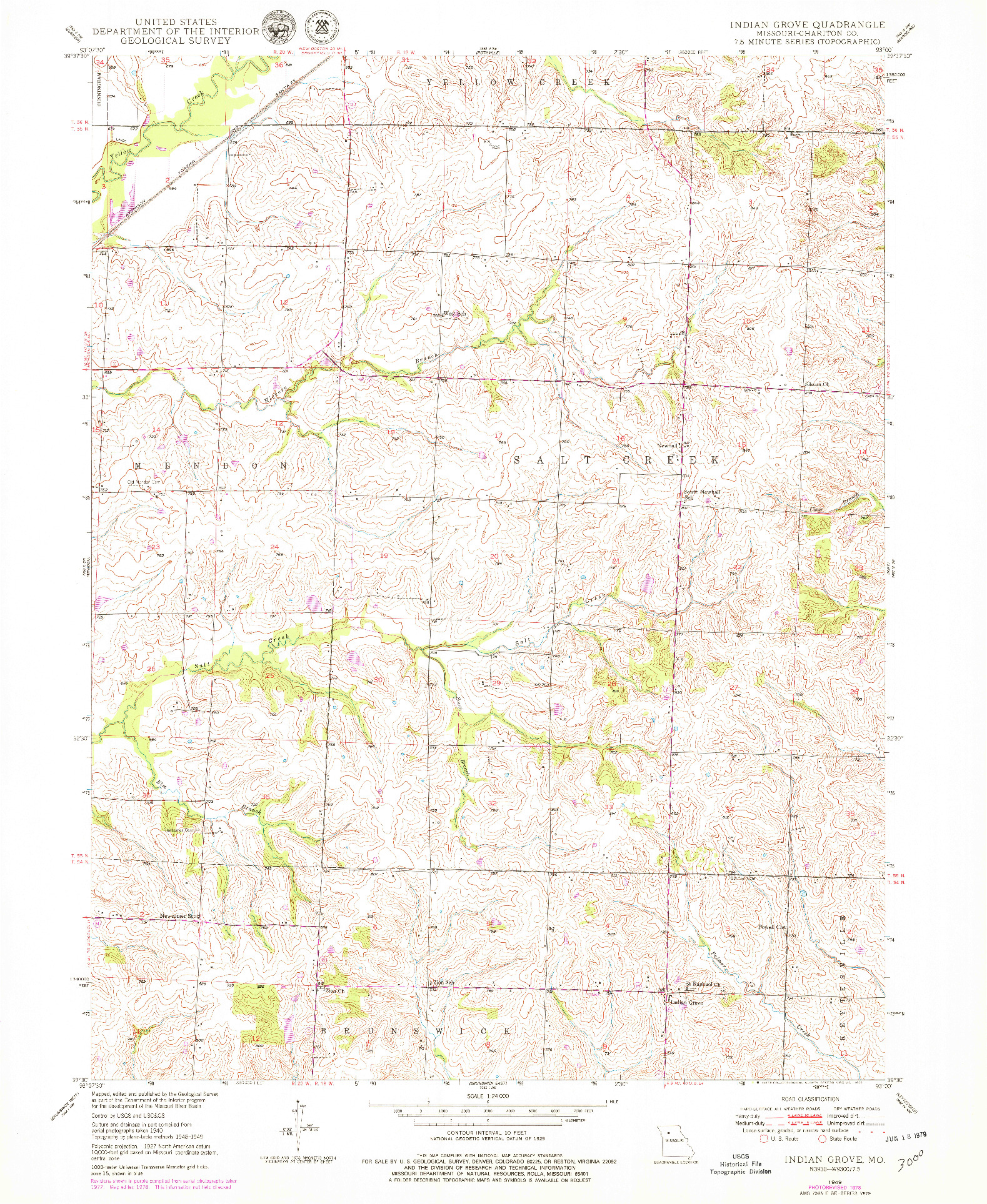 USGS 1:24000-SCALE QUADRANGLE FOR INDIAN GROVE, MO 1949