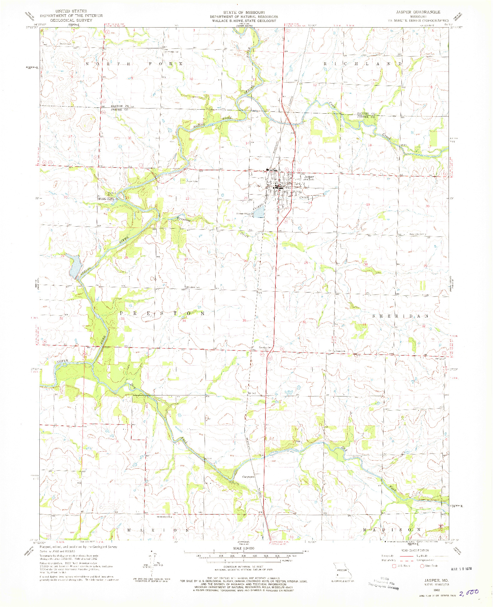 USGS 1:24000-SCALE QUADRANGLE FOR JASPER, MO 1962