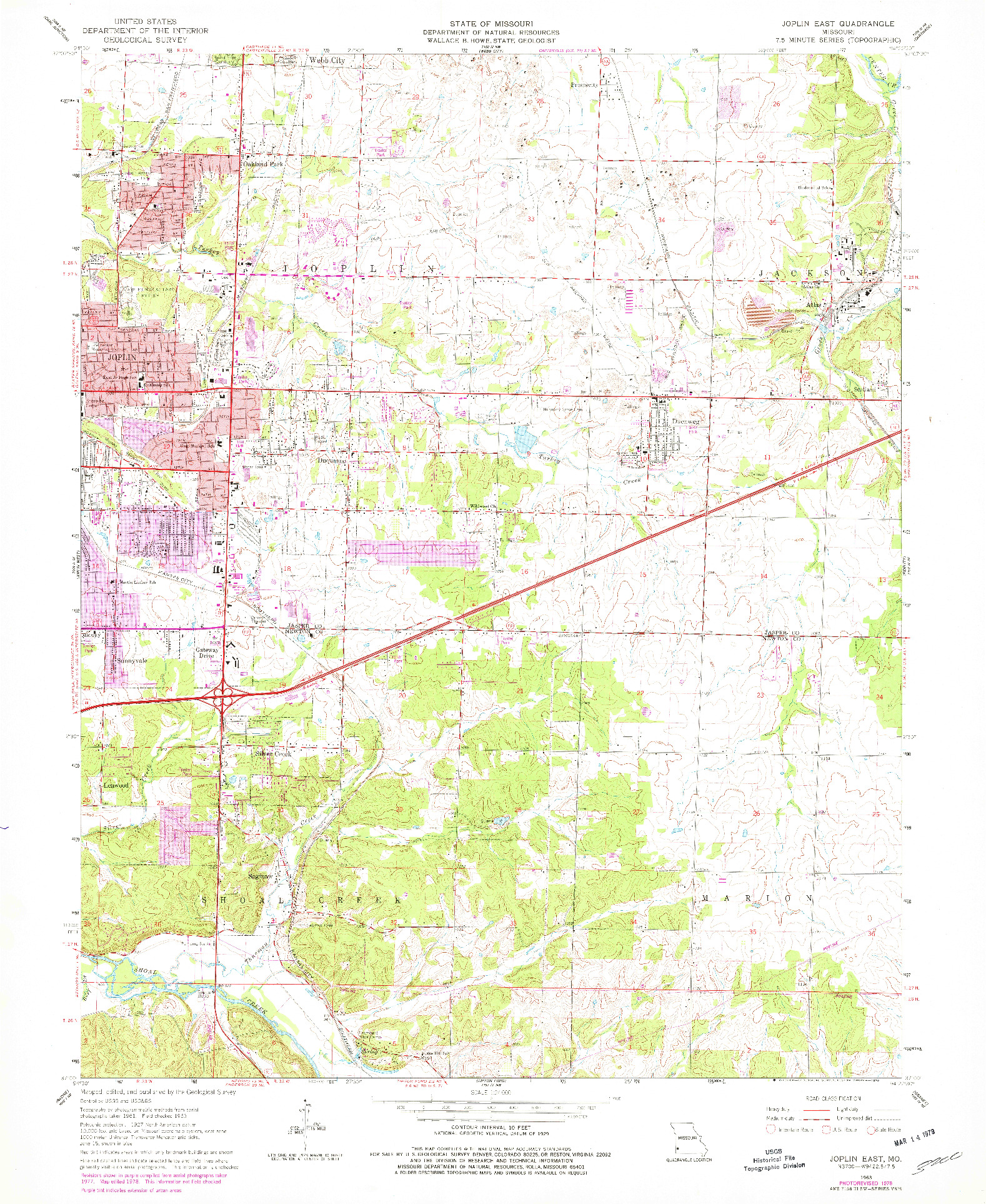 USGS 1:24000-SCALE QUADRANGLE FOR JOPLIN EAST, MO 1963