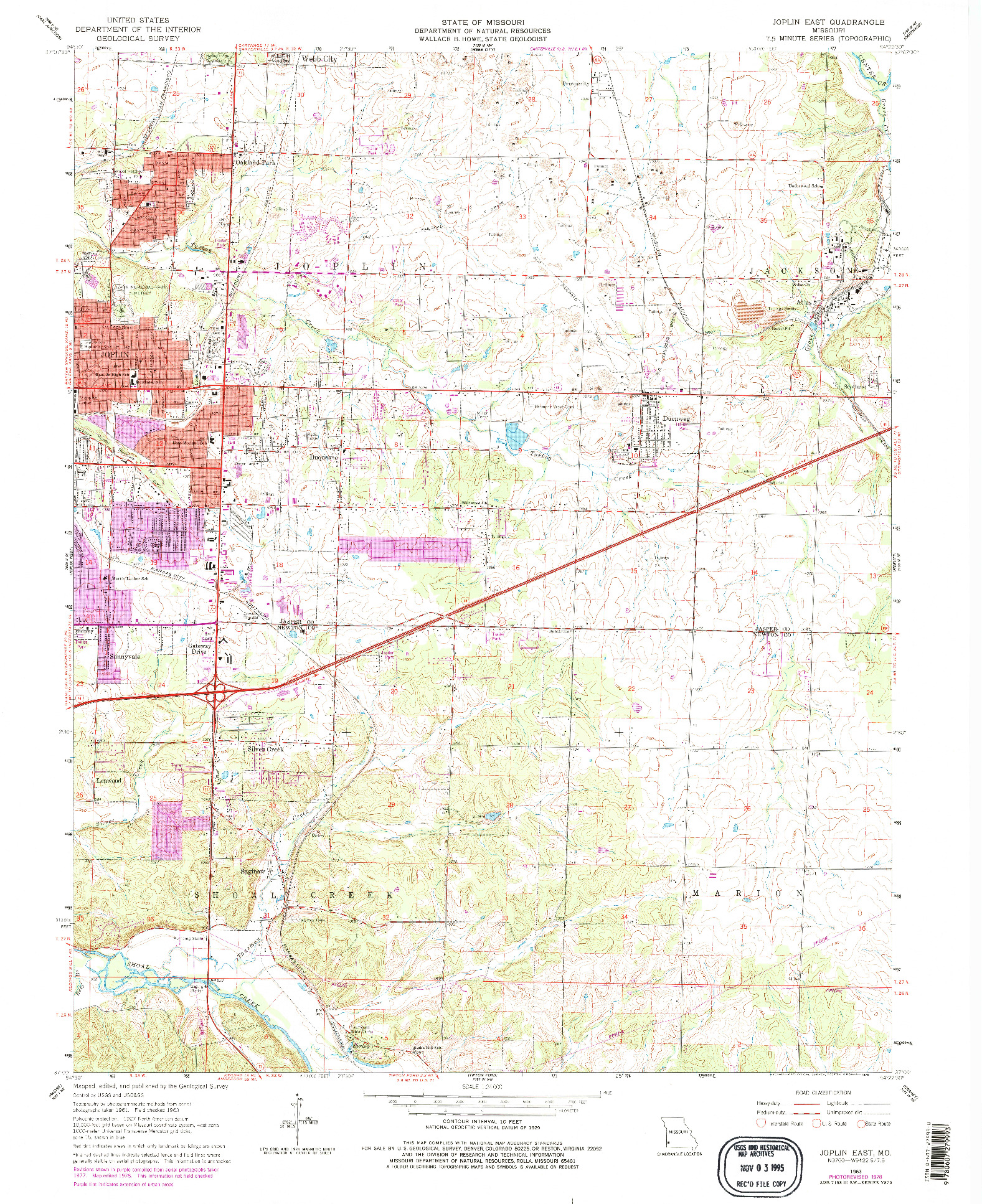 USGS 1:24000-SCALE QUADRANGLE FOR JOPLIN EAST, MO 1963