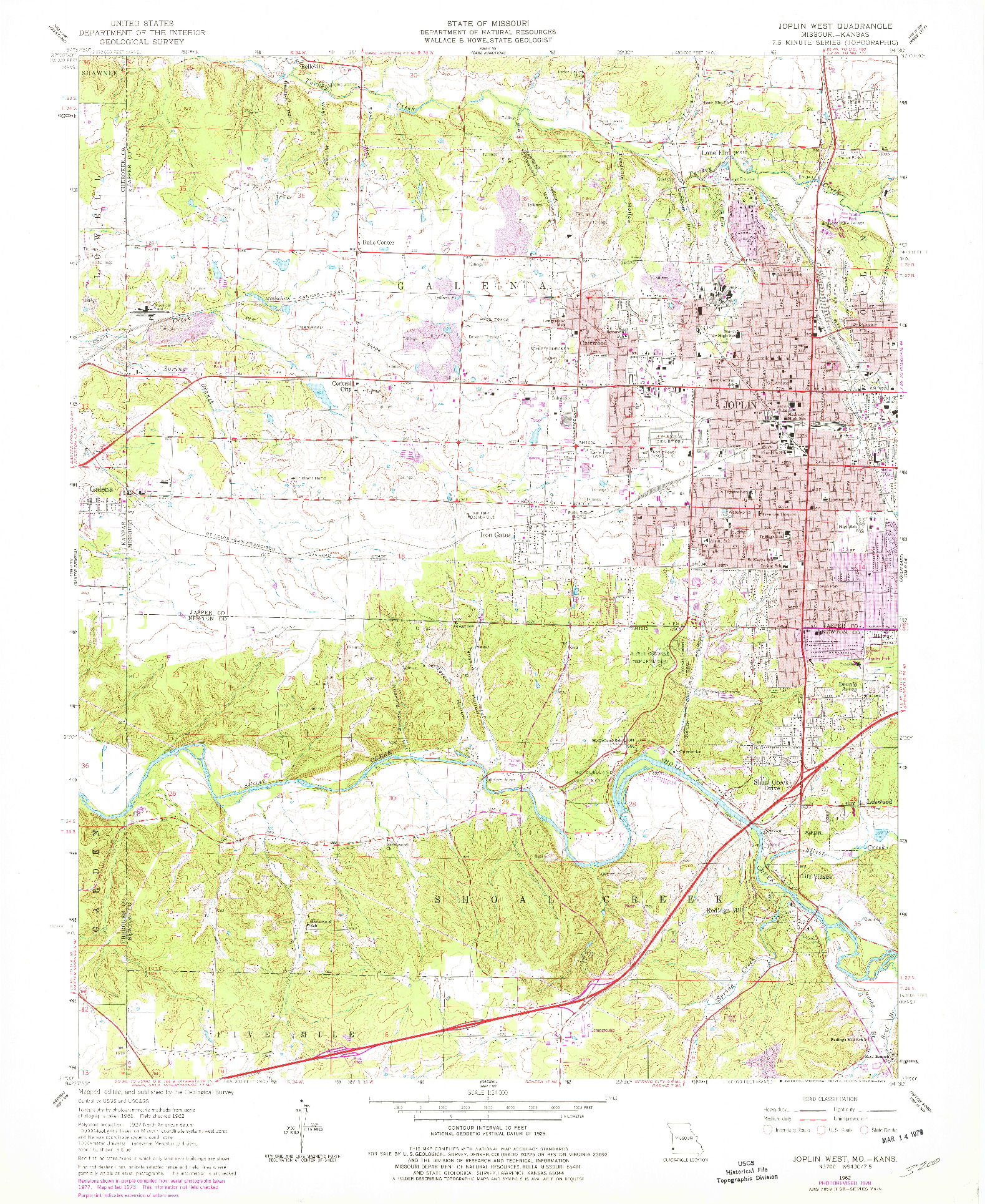 USGS 1:24000-SCALE QUADRANGLE FOR JOPLIN WEST, MO 1962