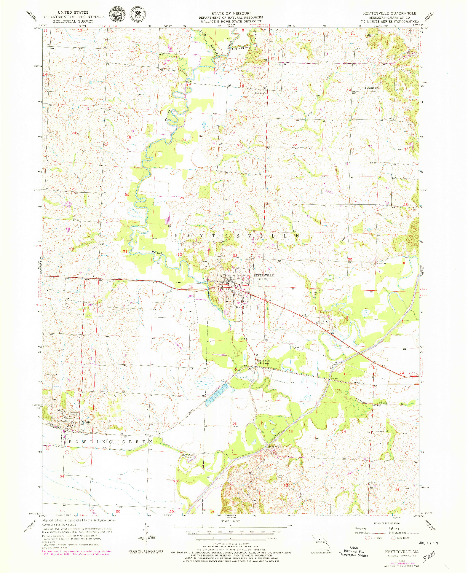 USGS 1:24000-SCALE QUADRANGLE FOR KEYTESVILLE, MO 1956