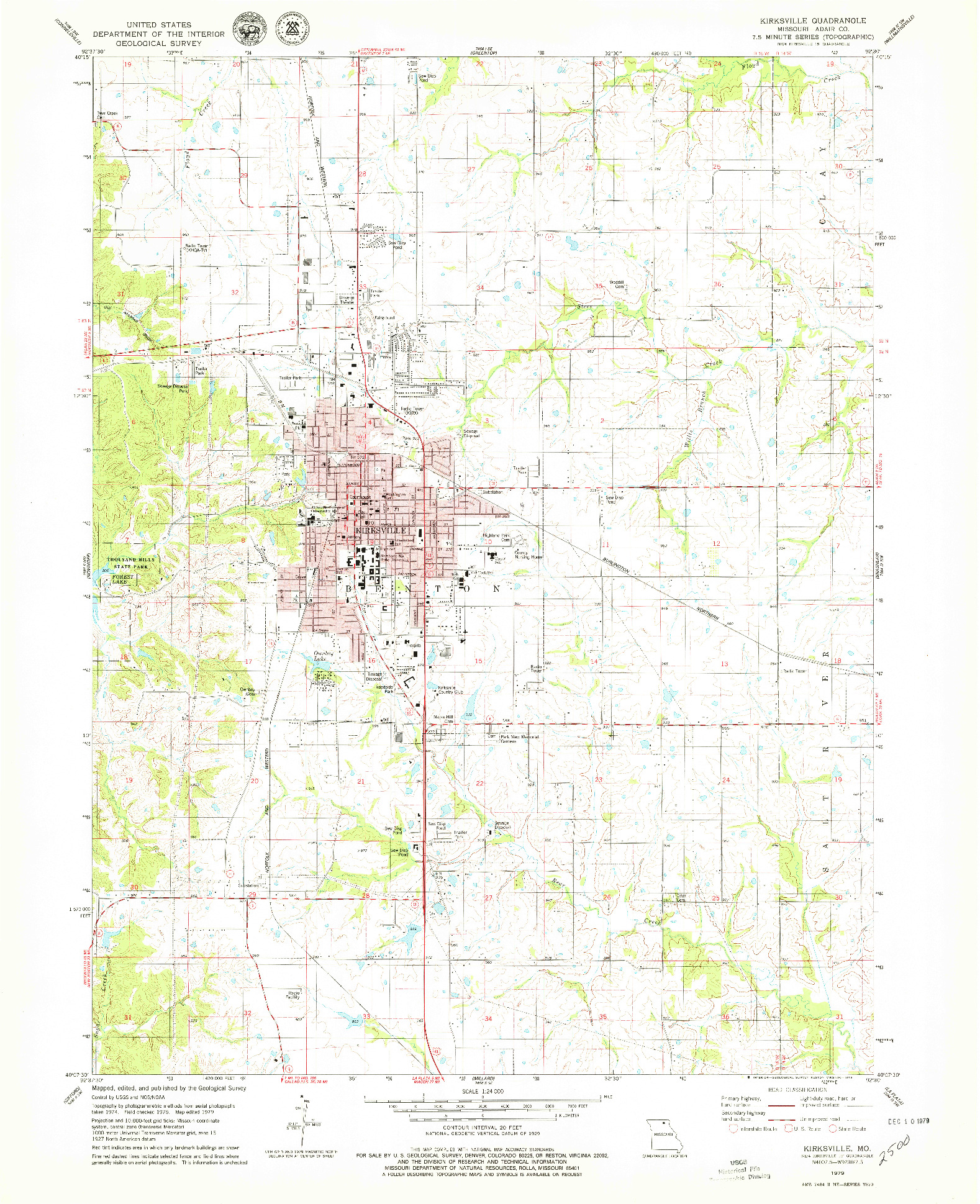 USGS 1:24000-SCALE QUADRANGLE FOR KIRKSVILLE, MO 1979