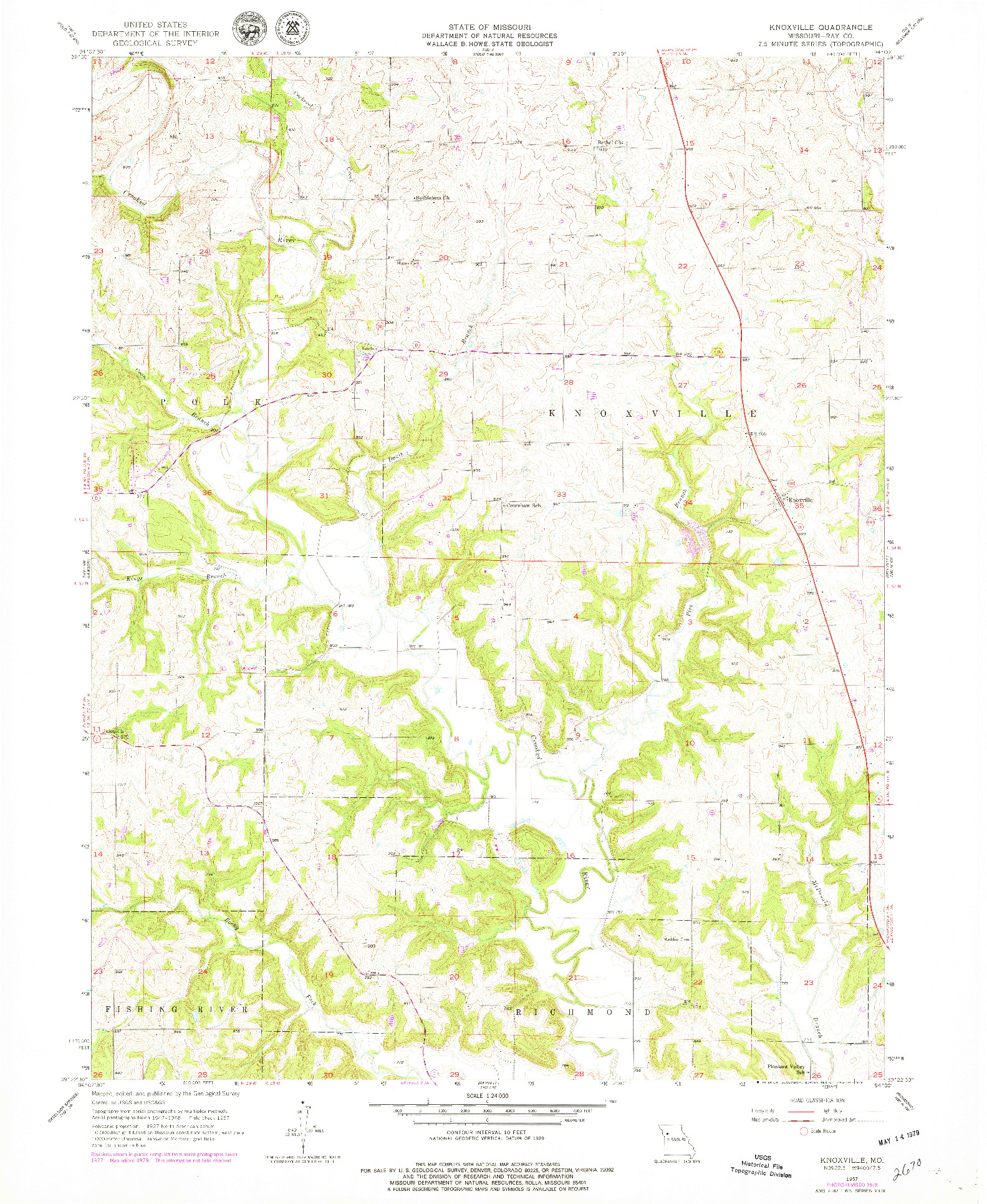 USGS 1:24000-SCALE QUADRANGLE FOR KNOXVILLE, MO 1957