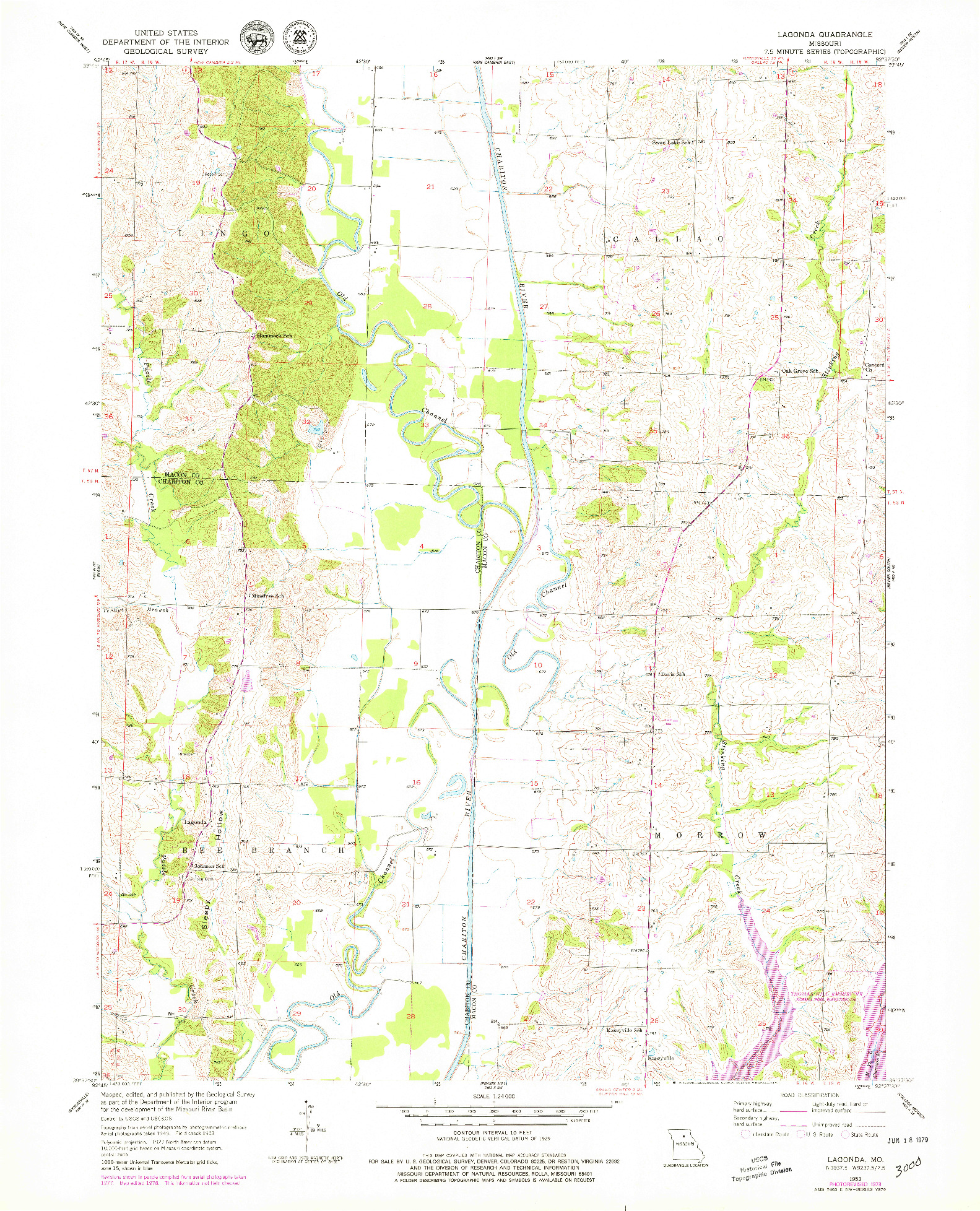 USGS 1:24000-SCALE QUADRANGLE FOR LAGONDA, MO 1953